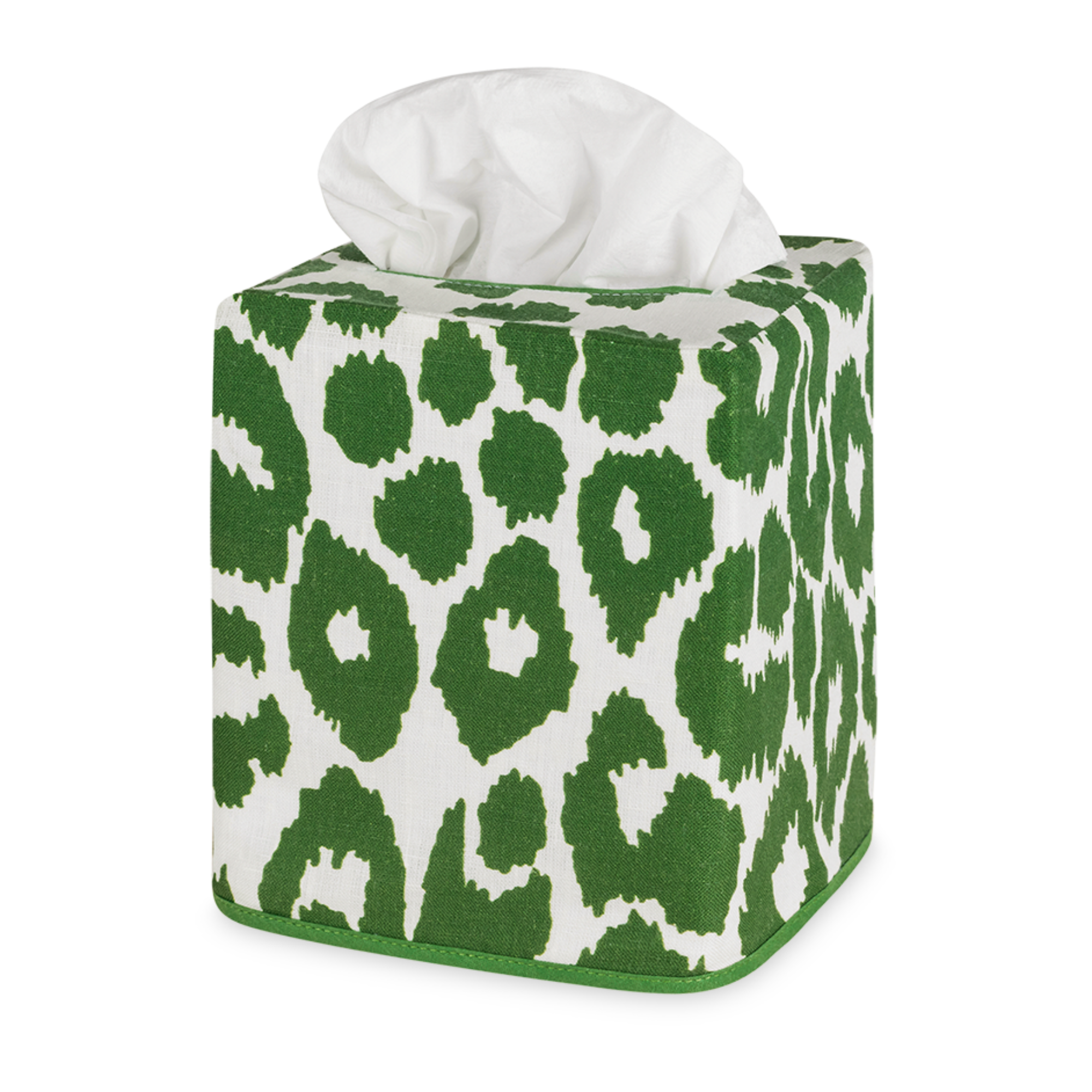 Silo of Matouk Iconic Leopard Tissue Box Cover in Green