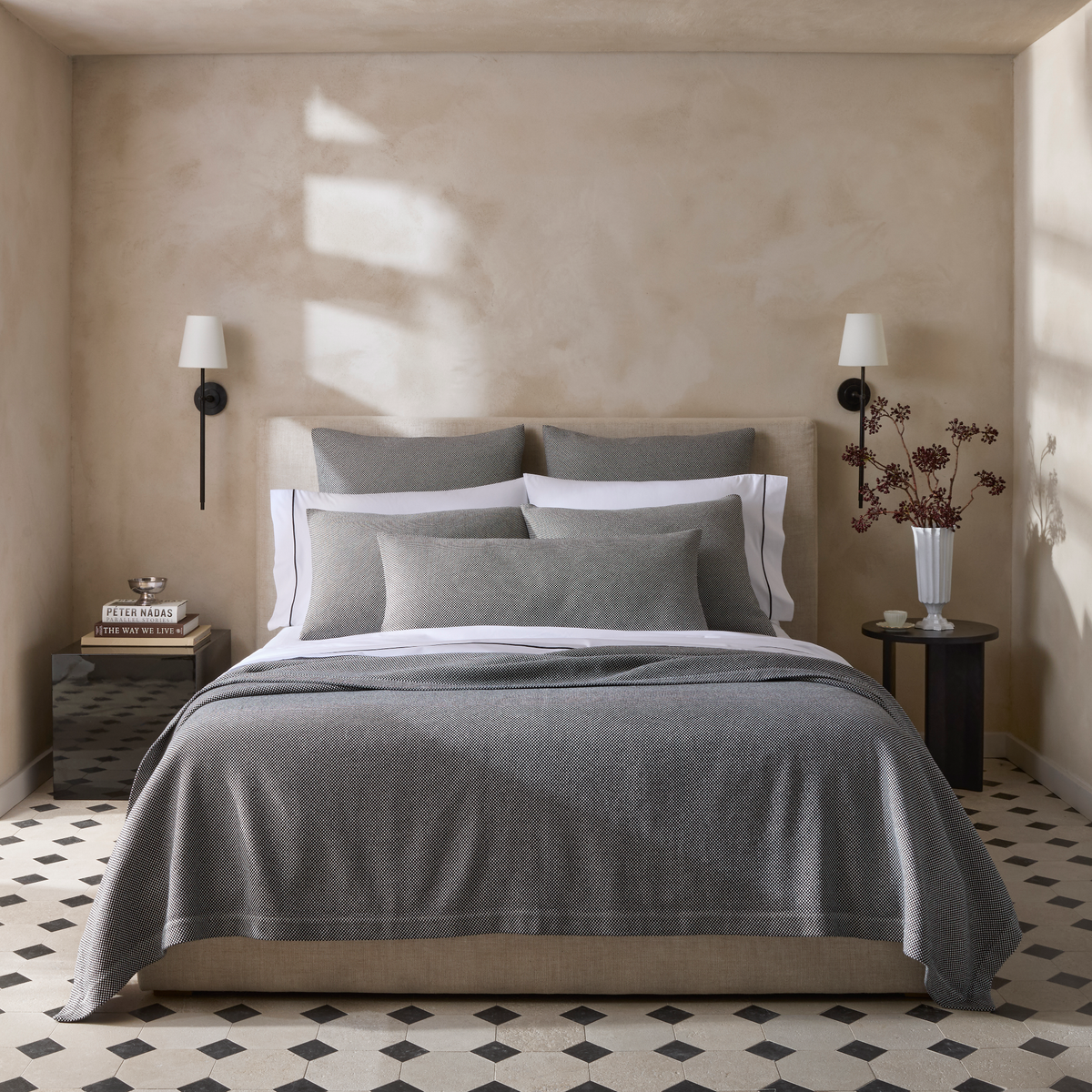 Bed of Matouk with Jackson in Black shown with Bergamo in Black