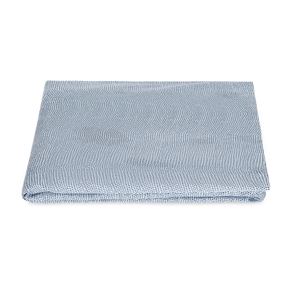 Folded Fitted Sheet of Steel Blue Matouk Jasper Bedding