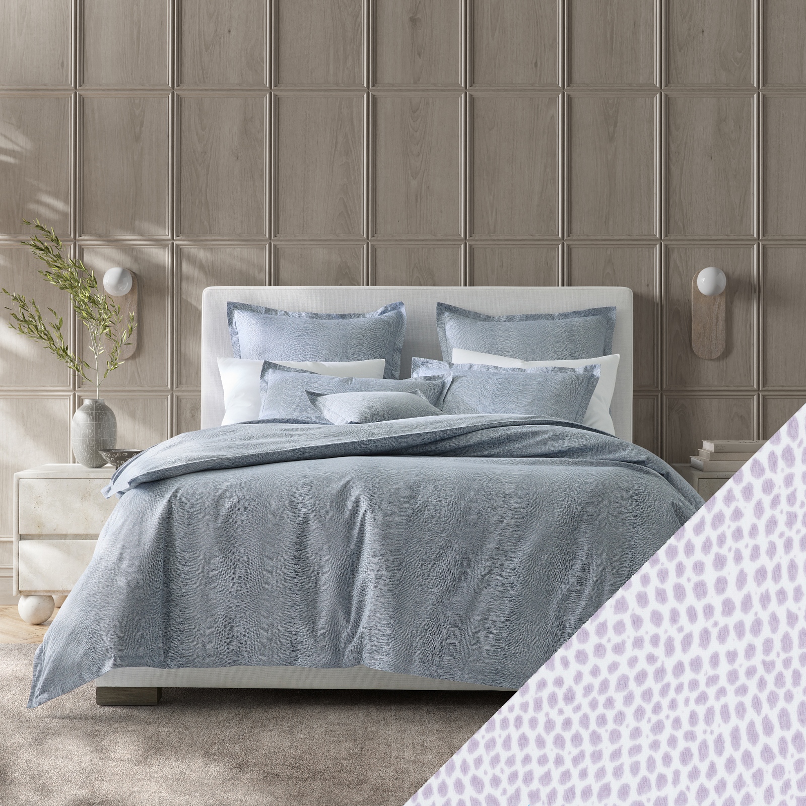 Matouk Jasper Bedding with Violet Swatch