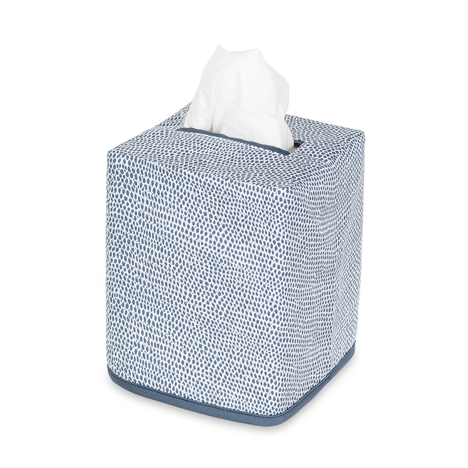 Silo Image of Matouk Jasper Tissue Box Cover in Steel Blue Color