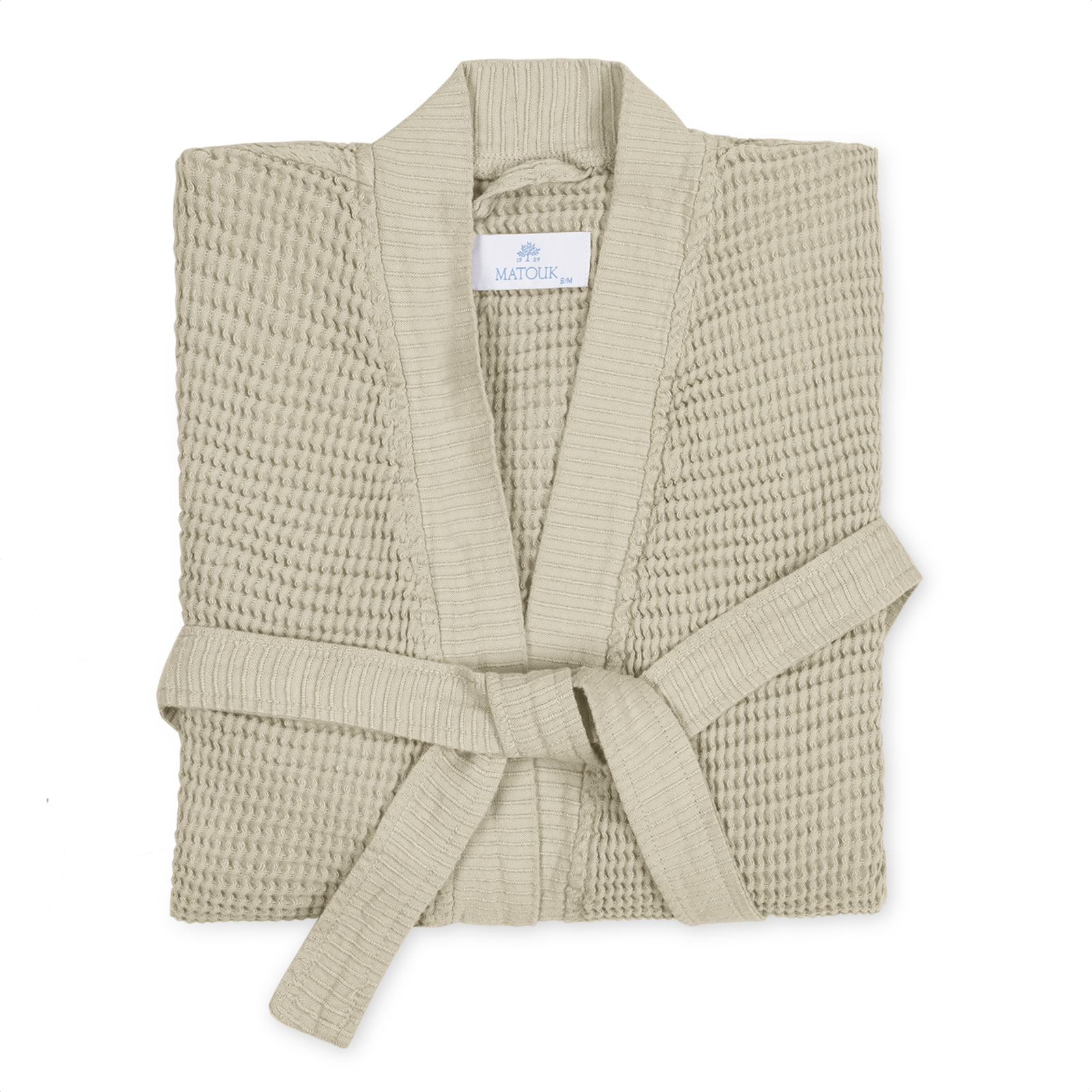 Folded Matouk Kiran Waffle Bath Robe in Dune Color