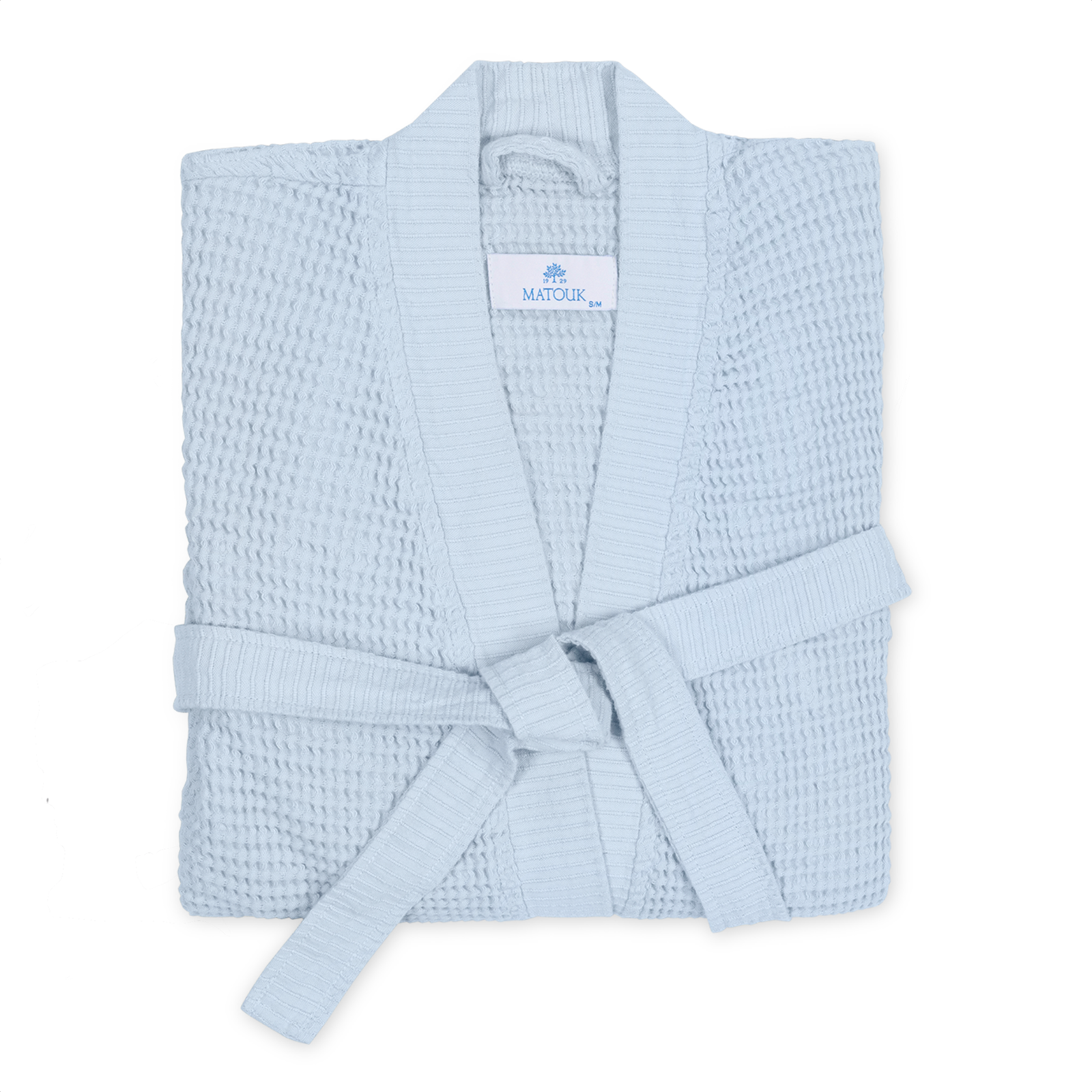 Folded Matouk Kiran Waffle Bath Robe in Hydrangea Color