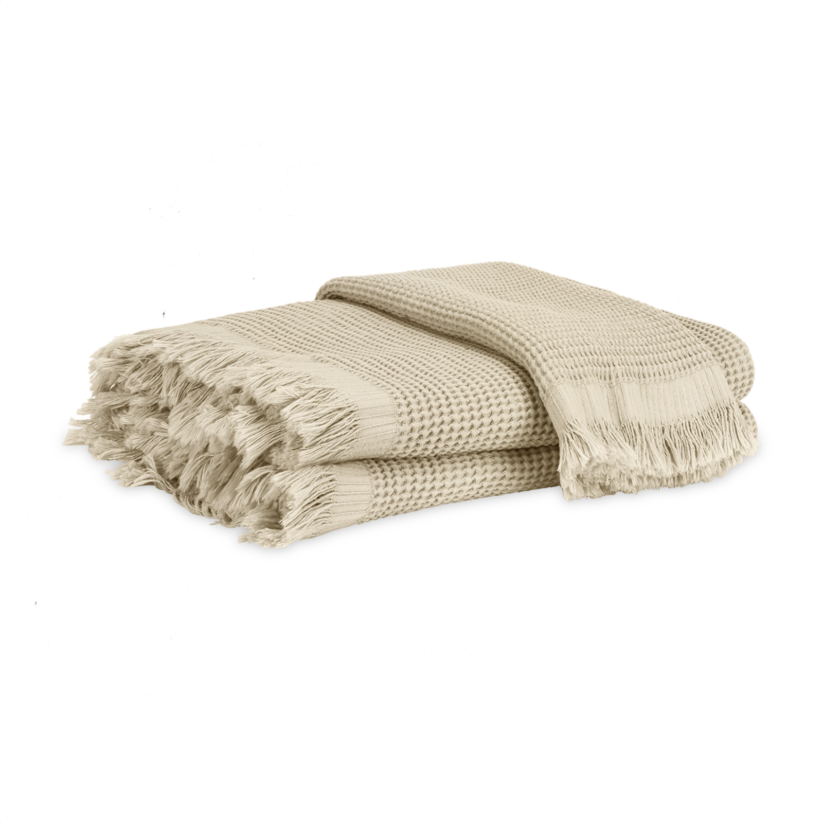 Folded Matouk Kiran Waffle Towels in Dune Color