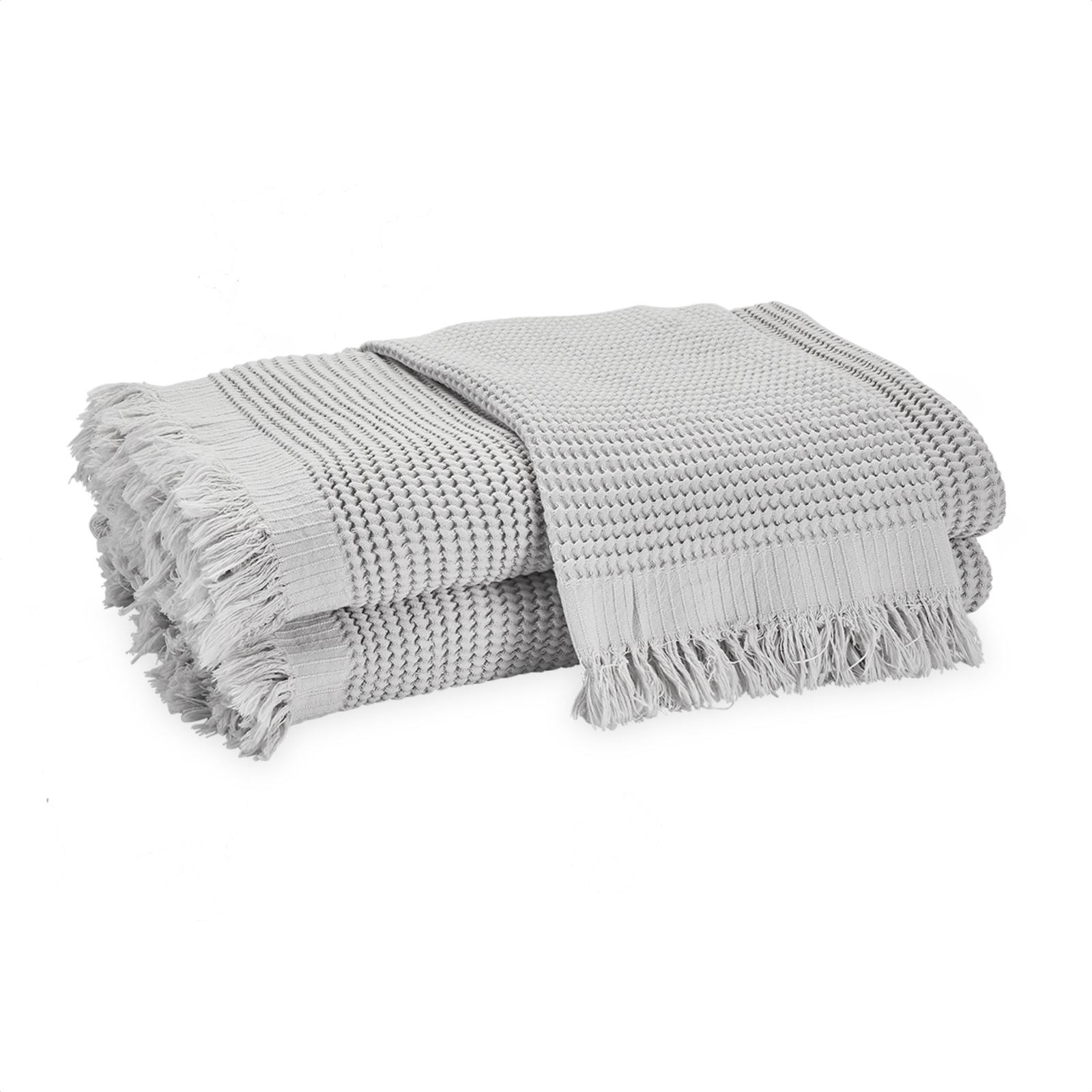 Folded Matouk Kiran Waffle Towels in Silver  Color