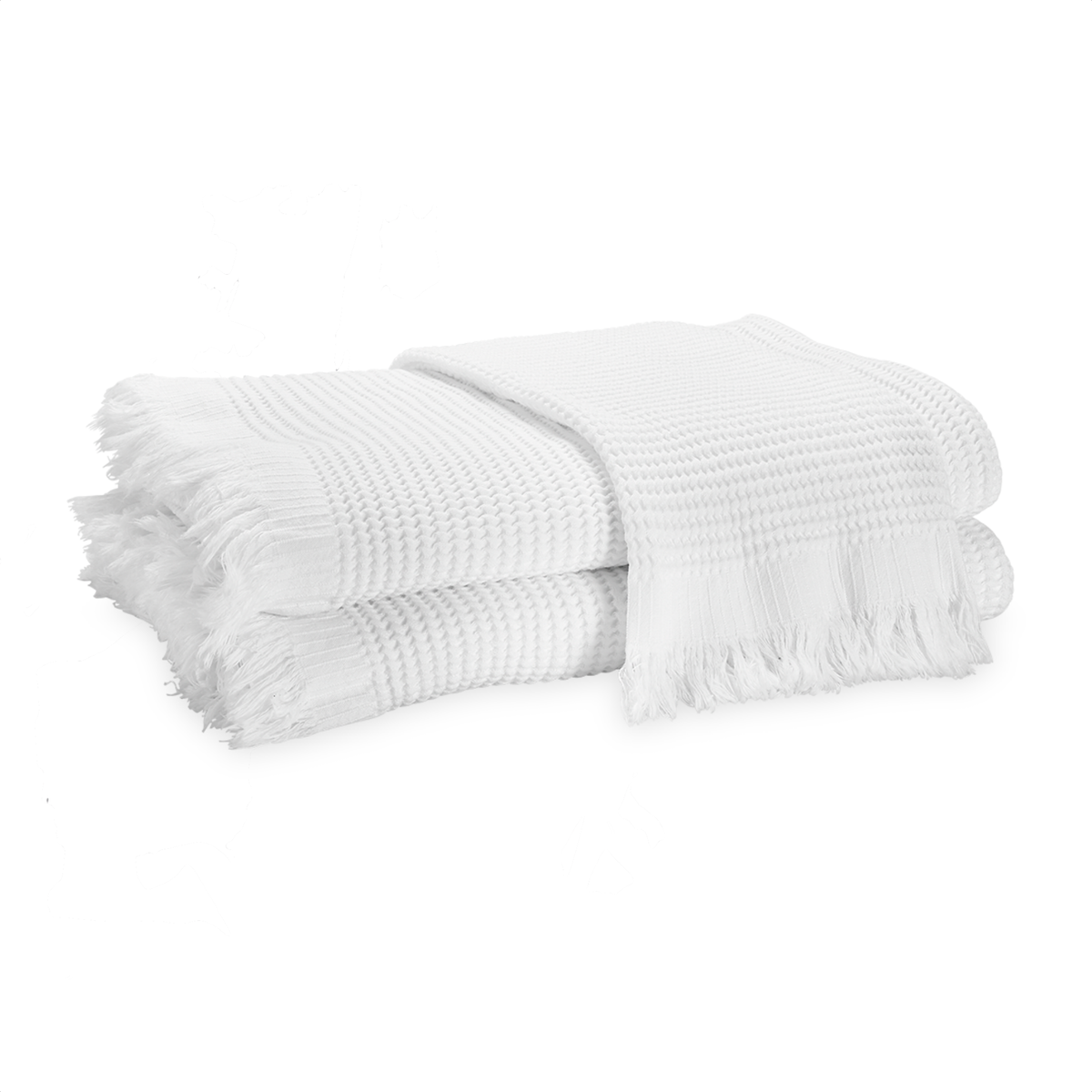 Folded Matouk Kiran Waffle Towels in White