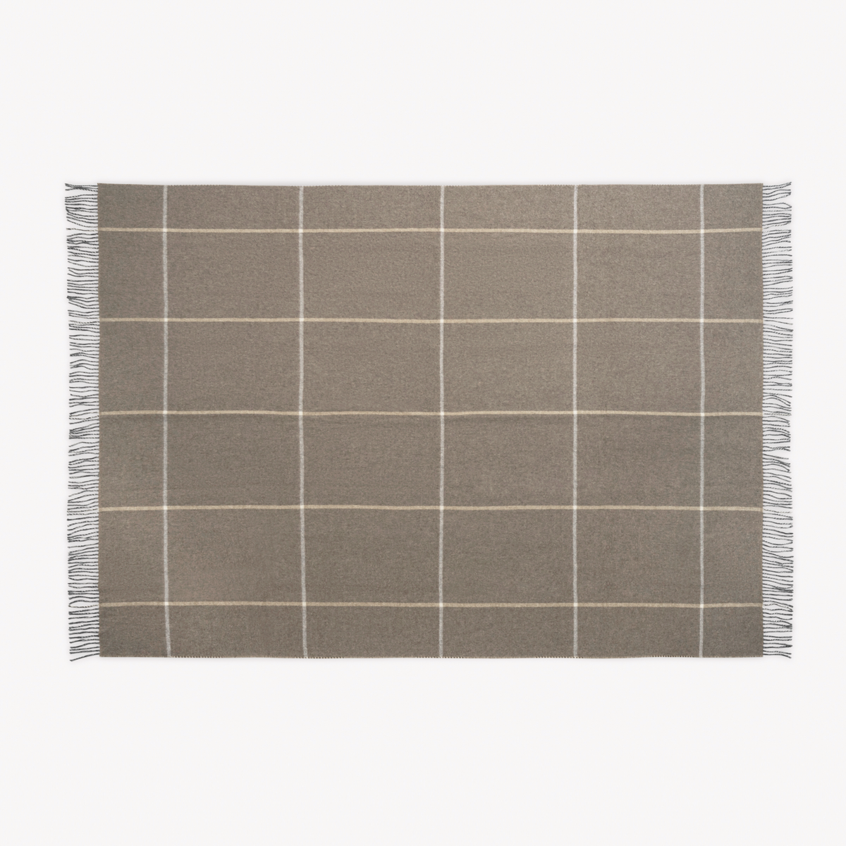 Flat Back view of Matouk Benito Throw in Hazelnut color 