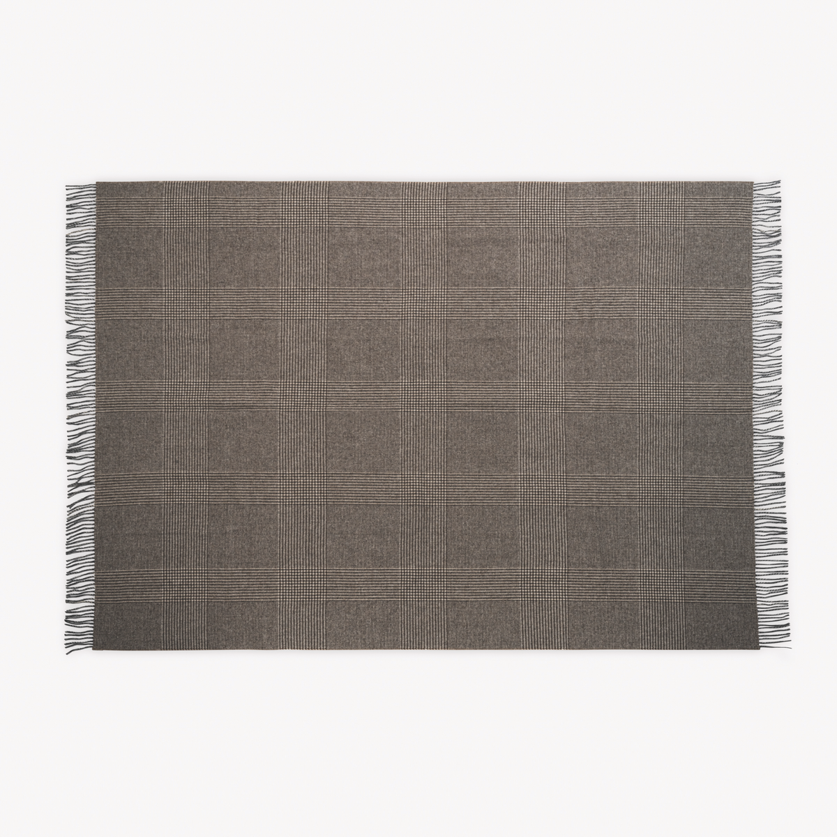 Flat Front view of Matouk Benito Throw in Hazelnut color 