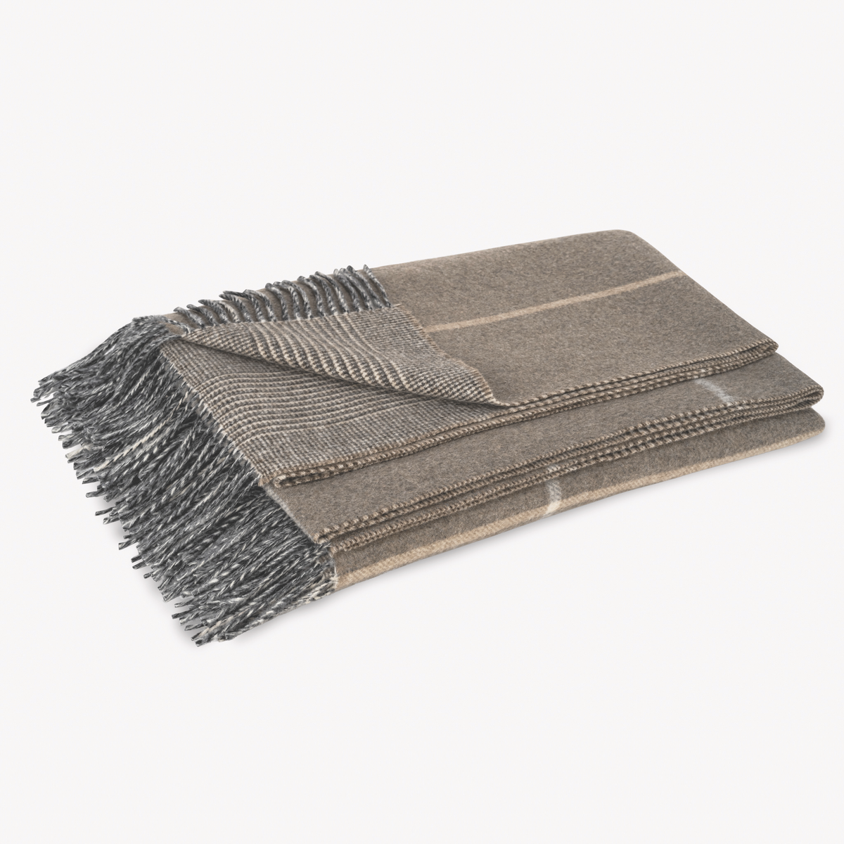 Folded Matouk Benito Throw in Hazelnut color