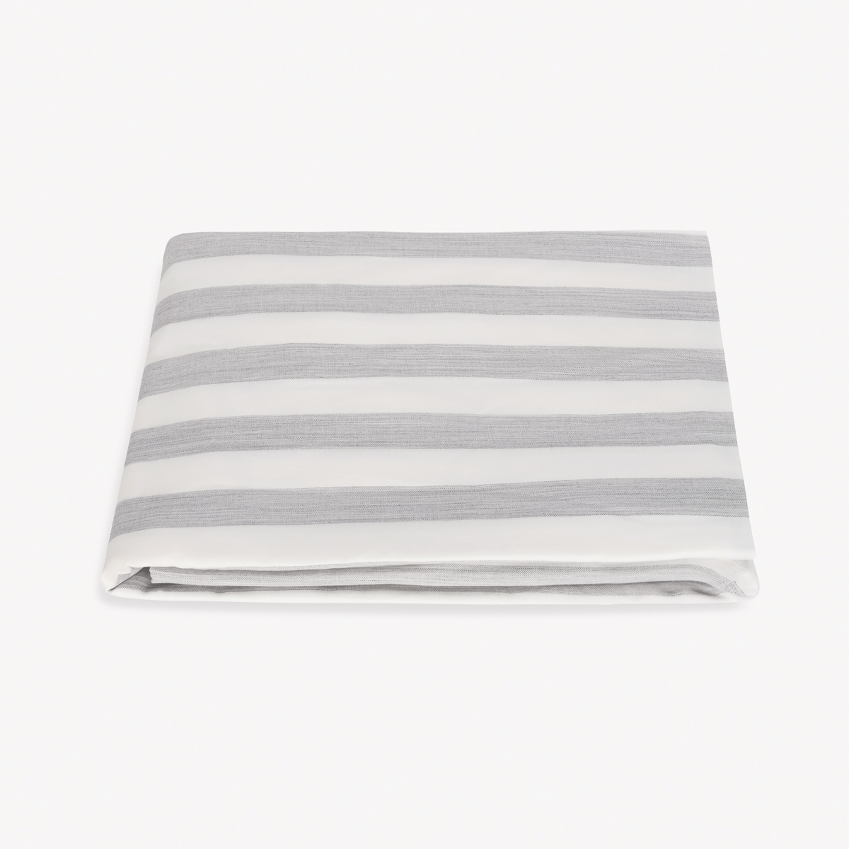Folded Fitted Sheet of Matouk Lana Bedding in Silver Stripe