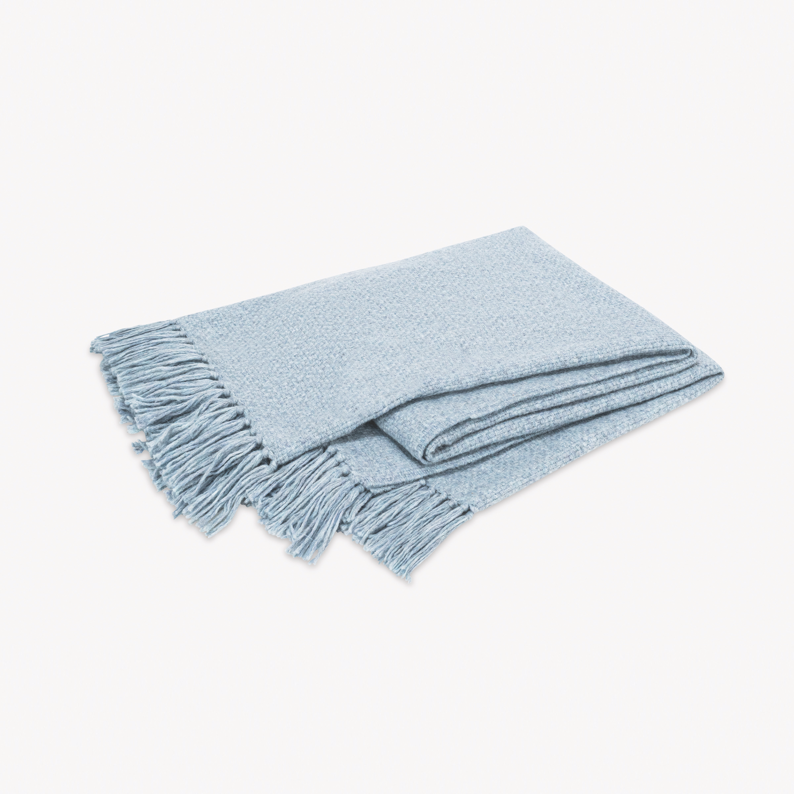 Folded Matouk Lanza Throw in Hazy Blue