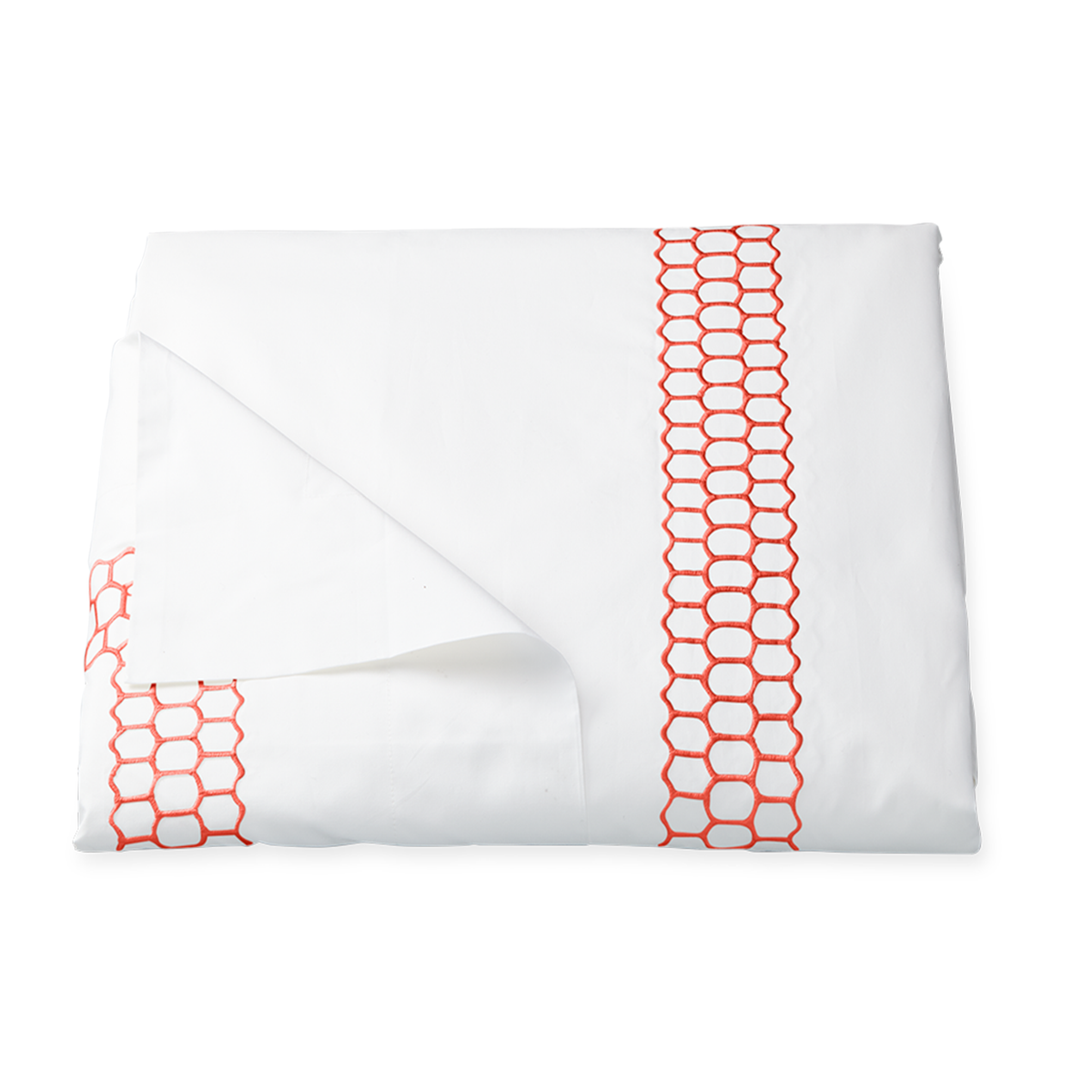 Clear Image of Matouk Liana Bedding Duvet Cover in Coral Color
