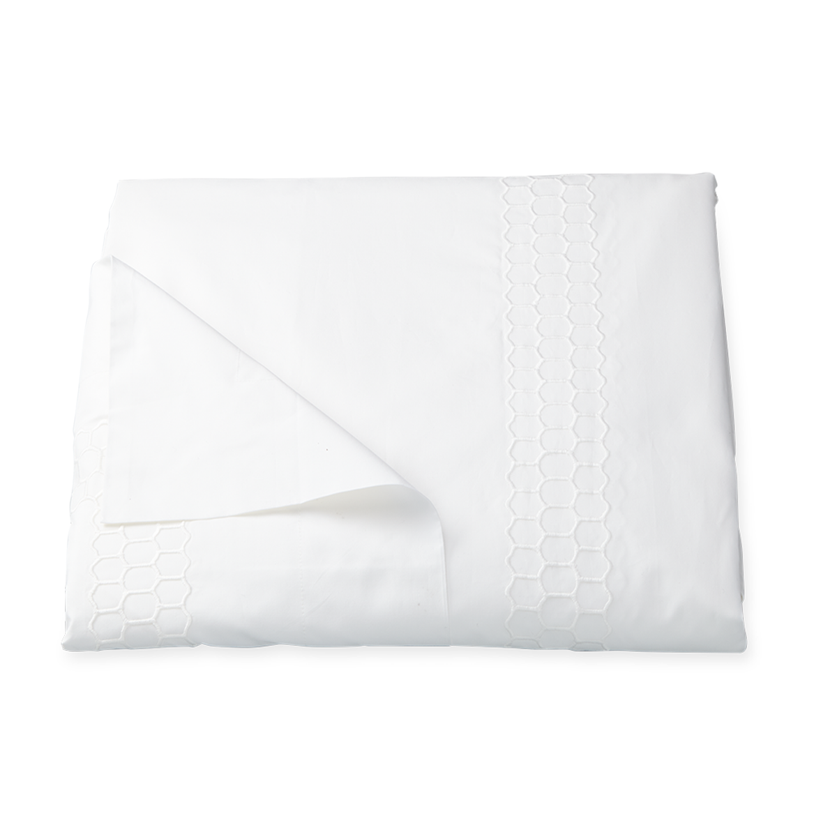 Clear Image of Matouk Liana Bedding Duvet Cover in White Color