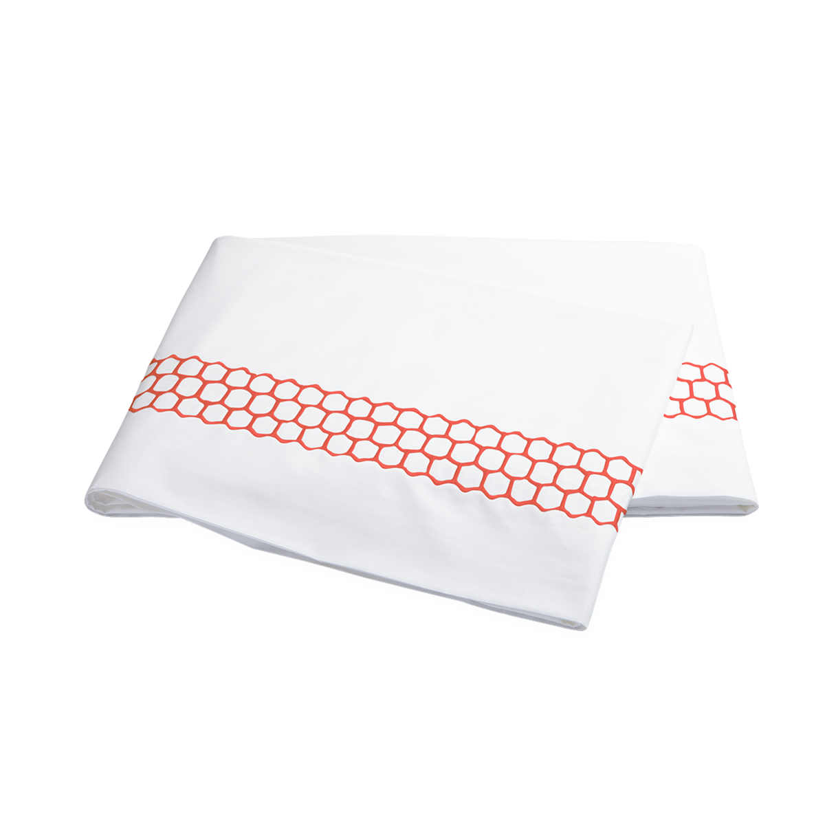 Clear Image of Matouk Liana Bedding Flat Sheet in Coral Color