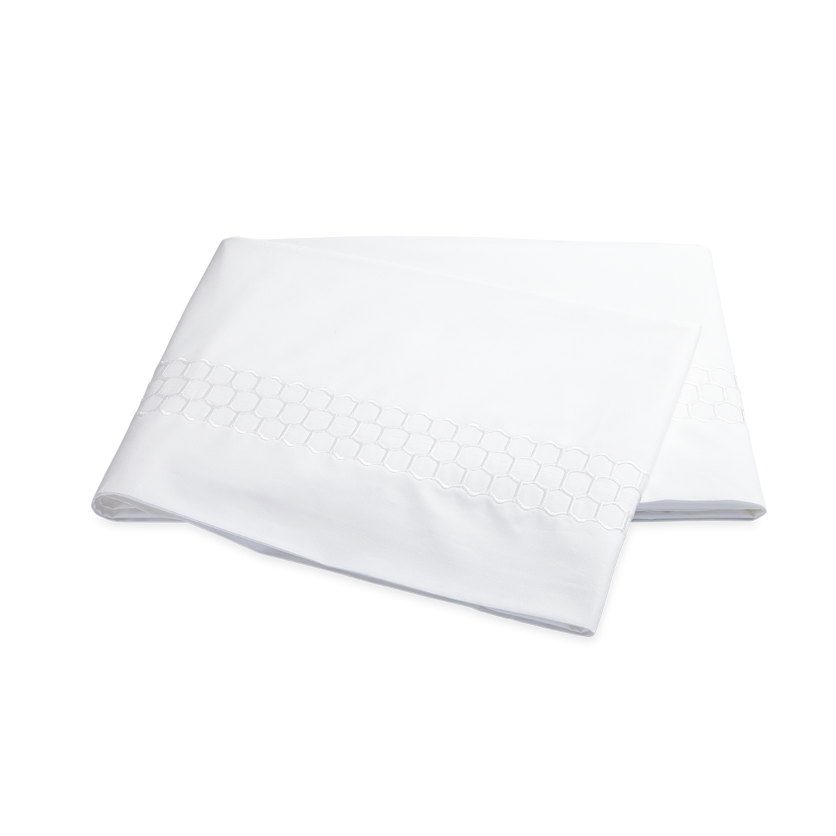 Clear Image of Matouk Liana Bedding Flat Sheet in White Color