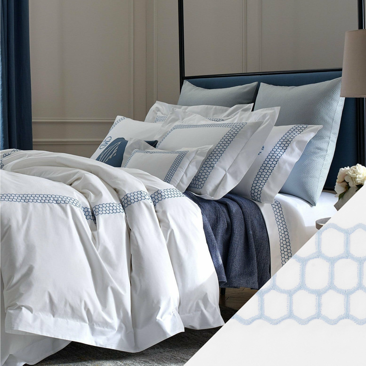 Full Image of Matouk Liana Bedding in Wedgwood Color