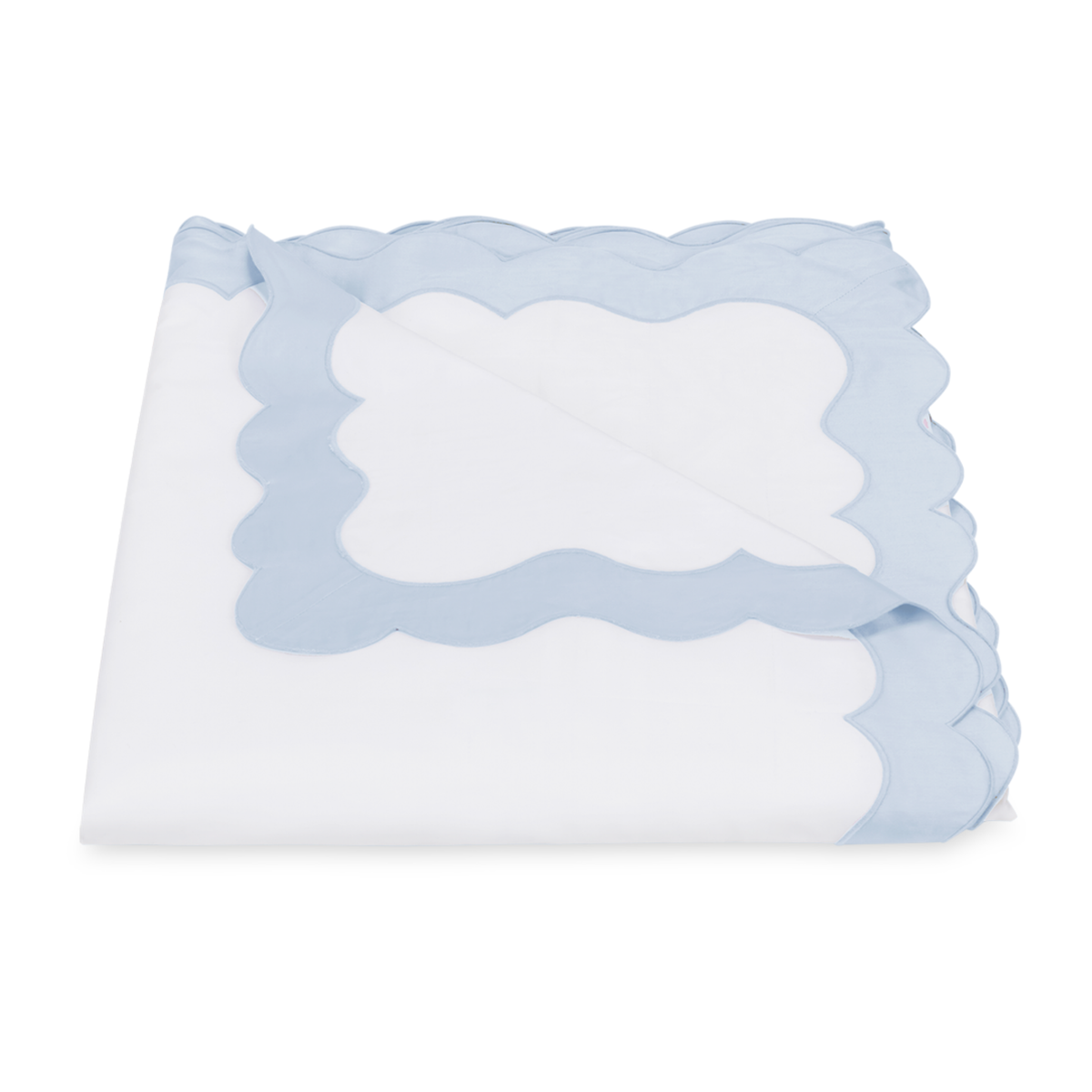 Folded Duvet Cover of Matouk Lorelei Bedding in Blue Color
