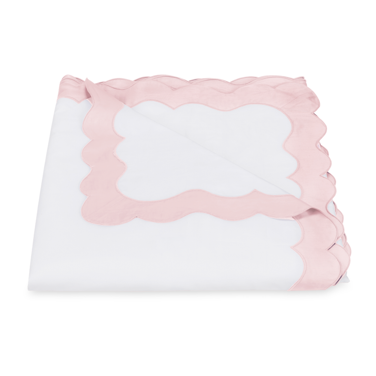 Folded Duvet Cover of Matouk Lorelei Bedding in Pink Color
