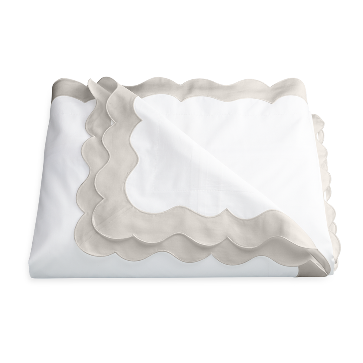 Folded Duvet Cover of Matouk Lorelei Bedding in Silver Color