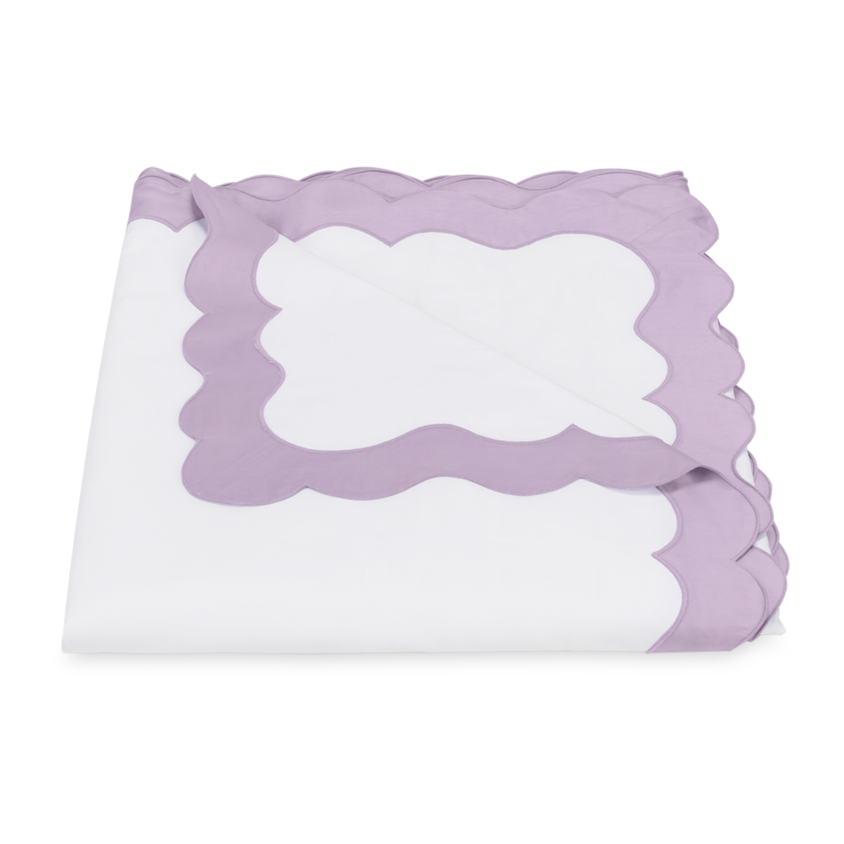 Folded Duvet Cover of Matouk Lorelei Bedding in Violet Color