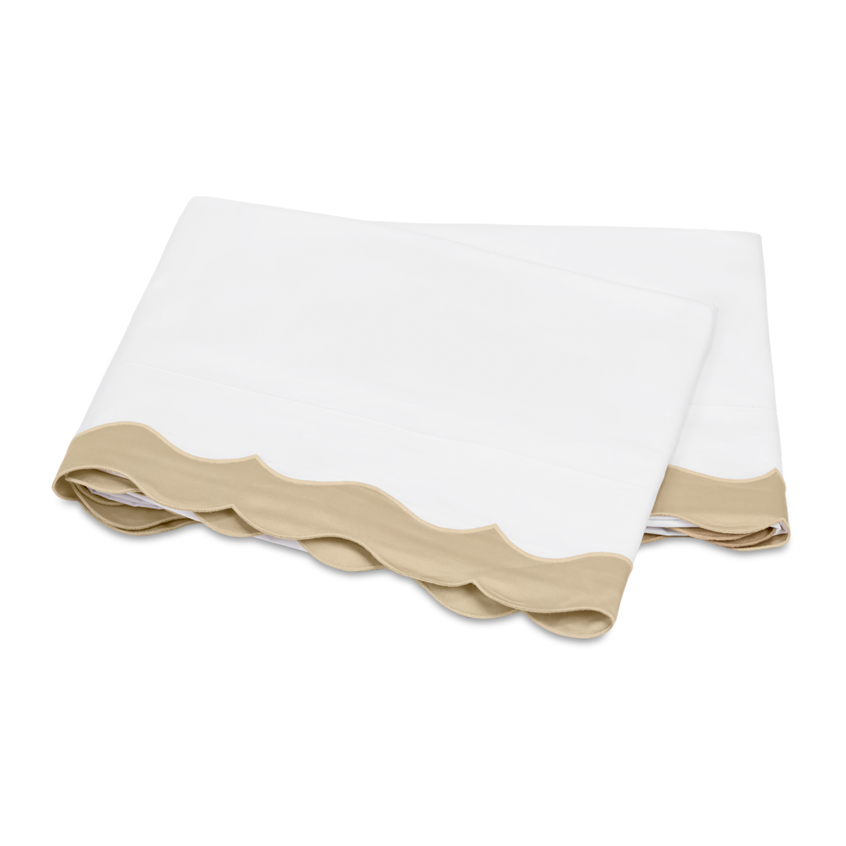 Folded Flat Sheet of Matouk Lorelei Bedding in Champagne Color