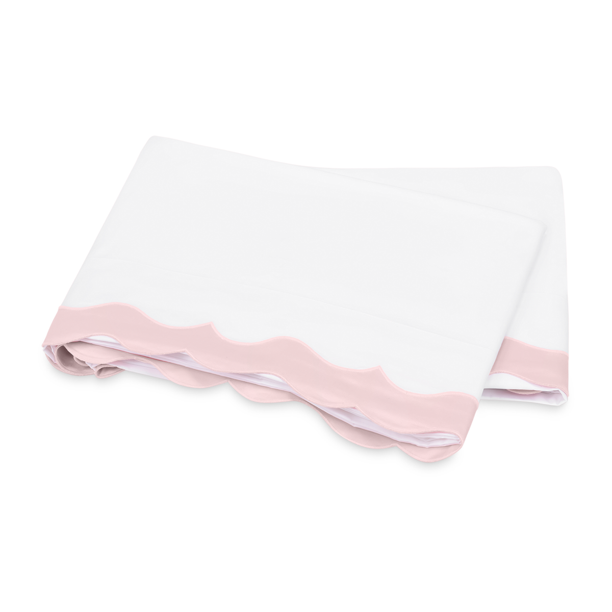 Folded Flat Sheet of Matouk Lorelei Bedding in Pink Color