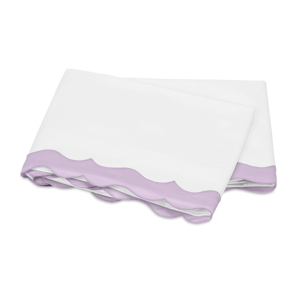 Folded Flat Sheet of Matouk Lorelei Bedding in Violet Color