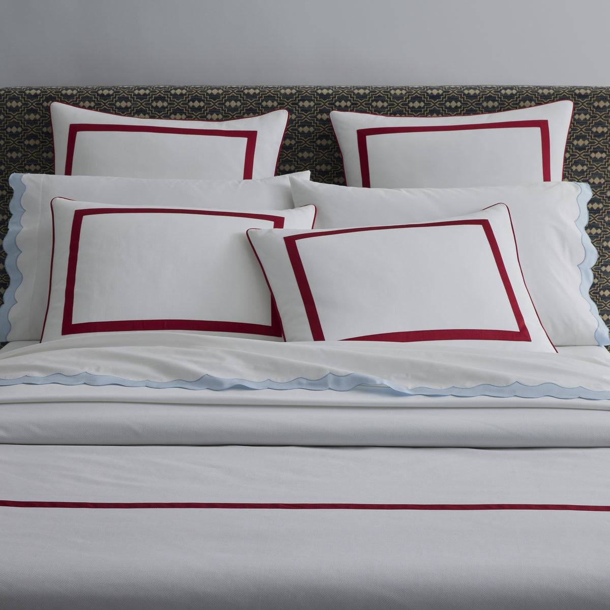 Detail Image of Matouk Louise Pique Bedding in Scarlet Color