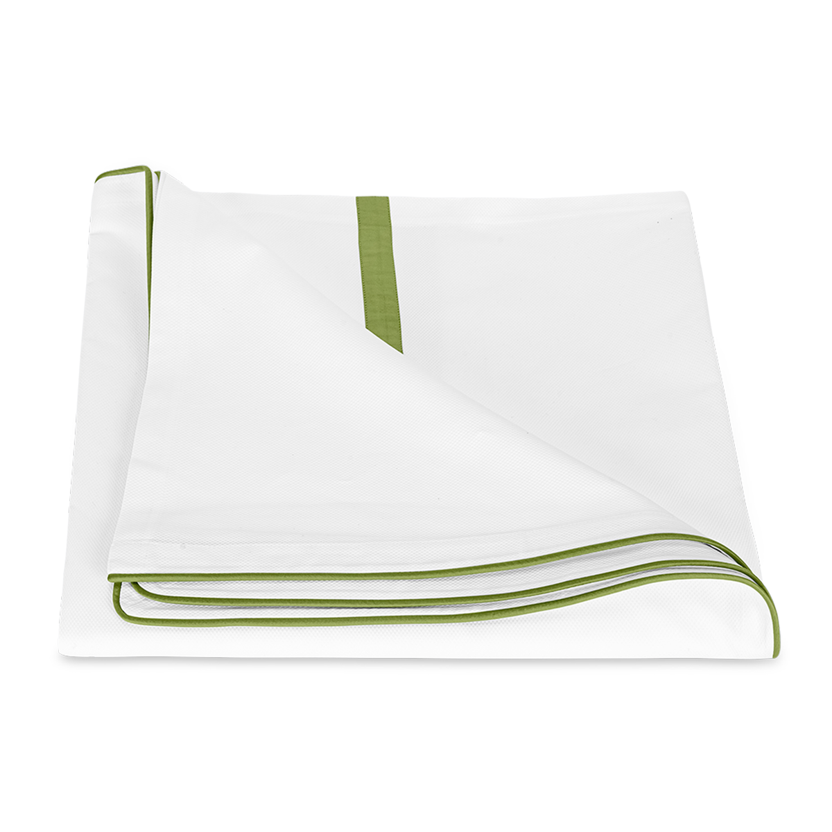 Folded Duvet Cover of Matouk Louise Pique Bedding in Color Grass