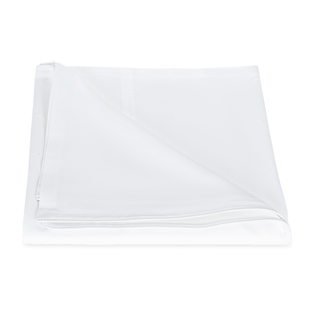 Folded Duvet Cover of Matouk Louise Pique Bedding in Color White