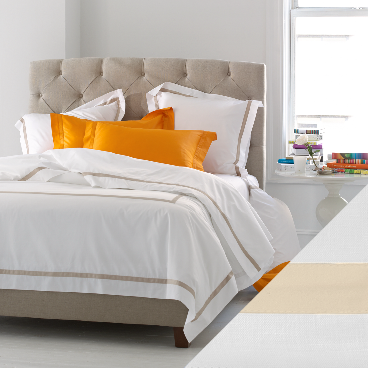 Full Bed in Lowell Bedding Collection with Dune Swatch