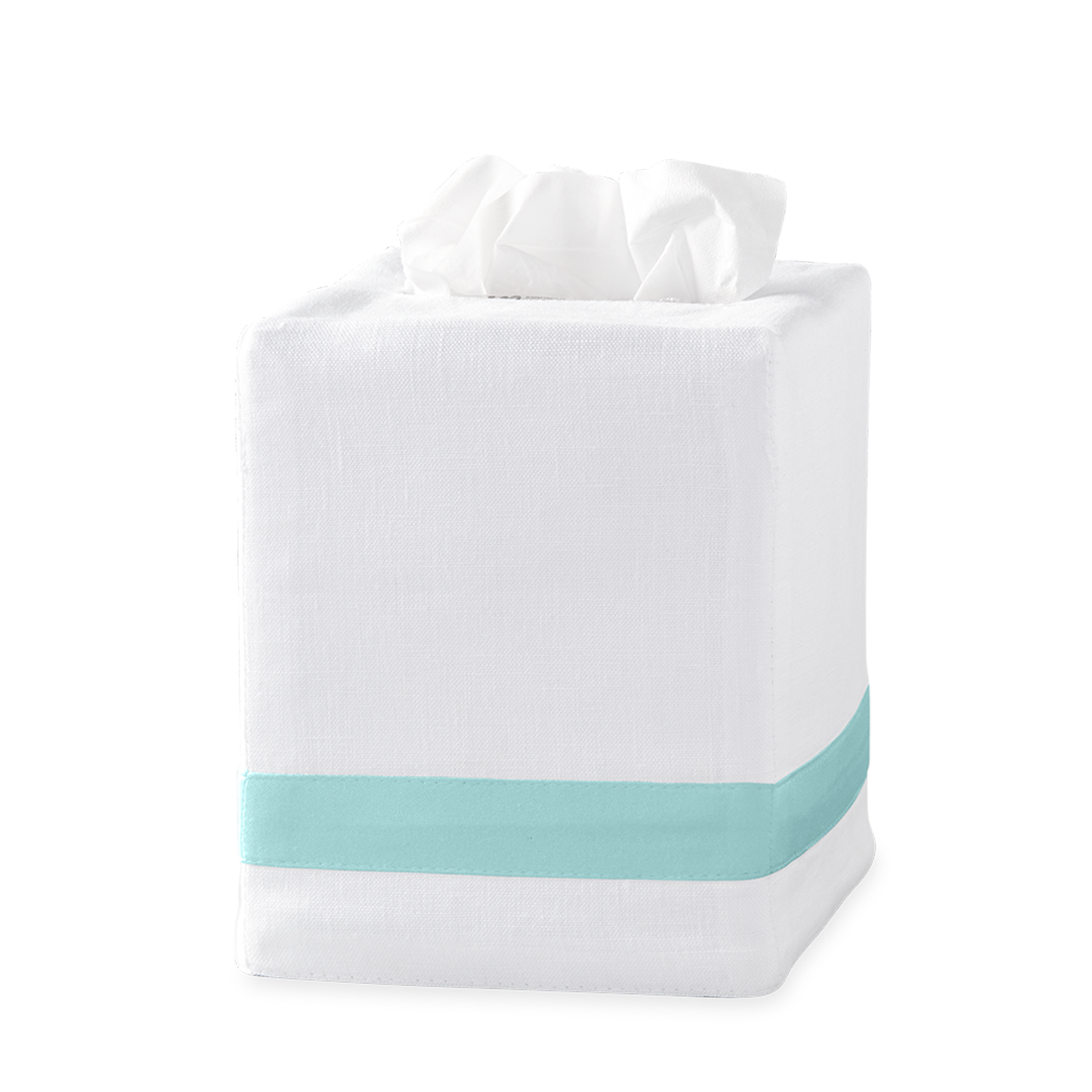 Silo Image of Matouk Lowell Tissue Box Cover in Color Aquamarine