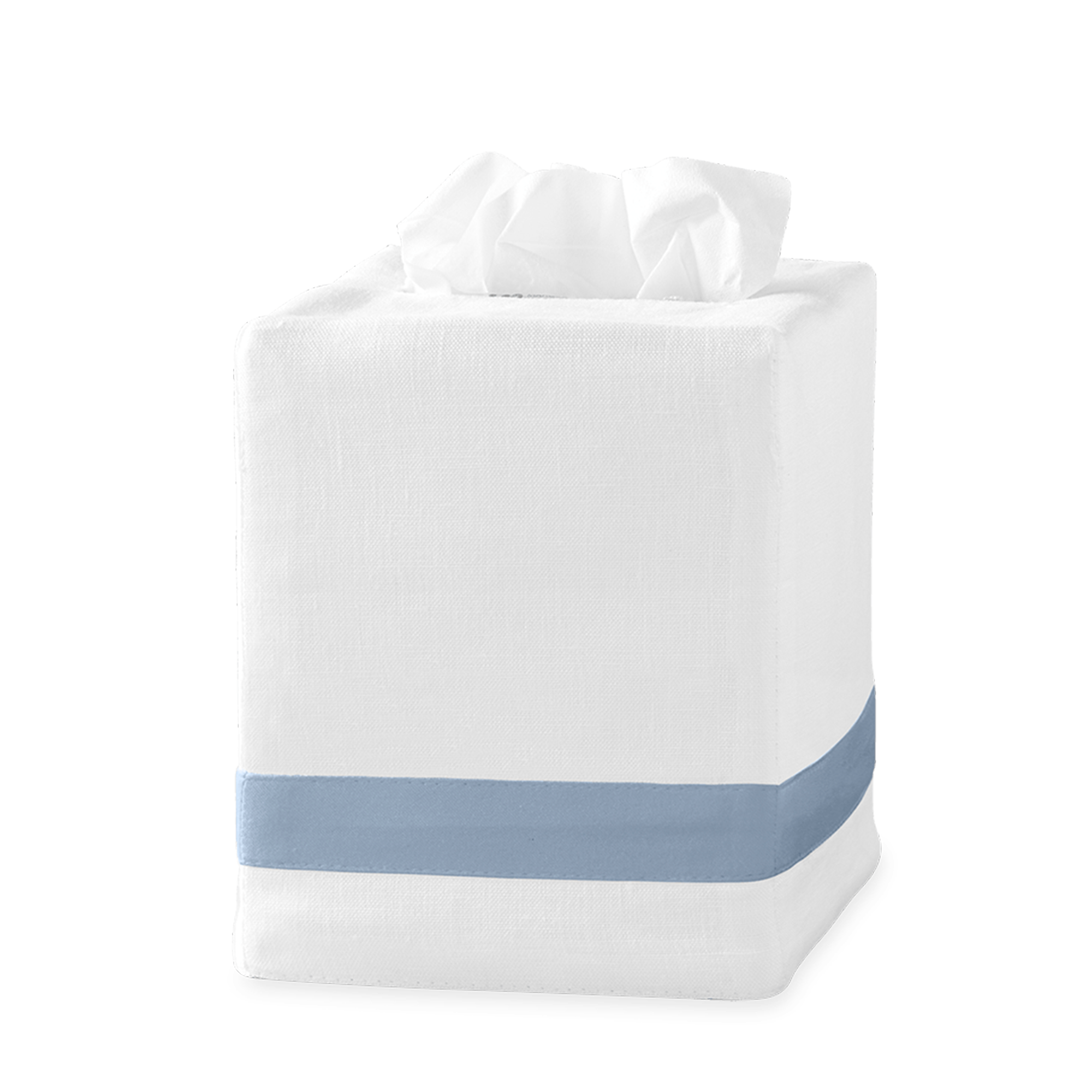 Silo Image of Matouk Lowell Tissue Box Cover in Color Hazy Blue