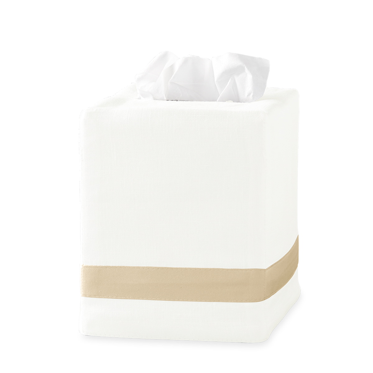 Silo Image of Matouk Lowell Tissue Box Cover in Color Ivory/Champagne
