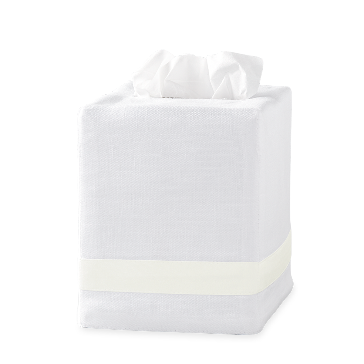 Silo Image of Matouk Lowell Tissue Box Cover in Color Ivory