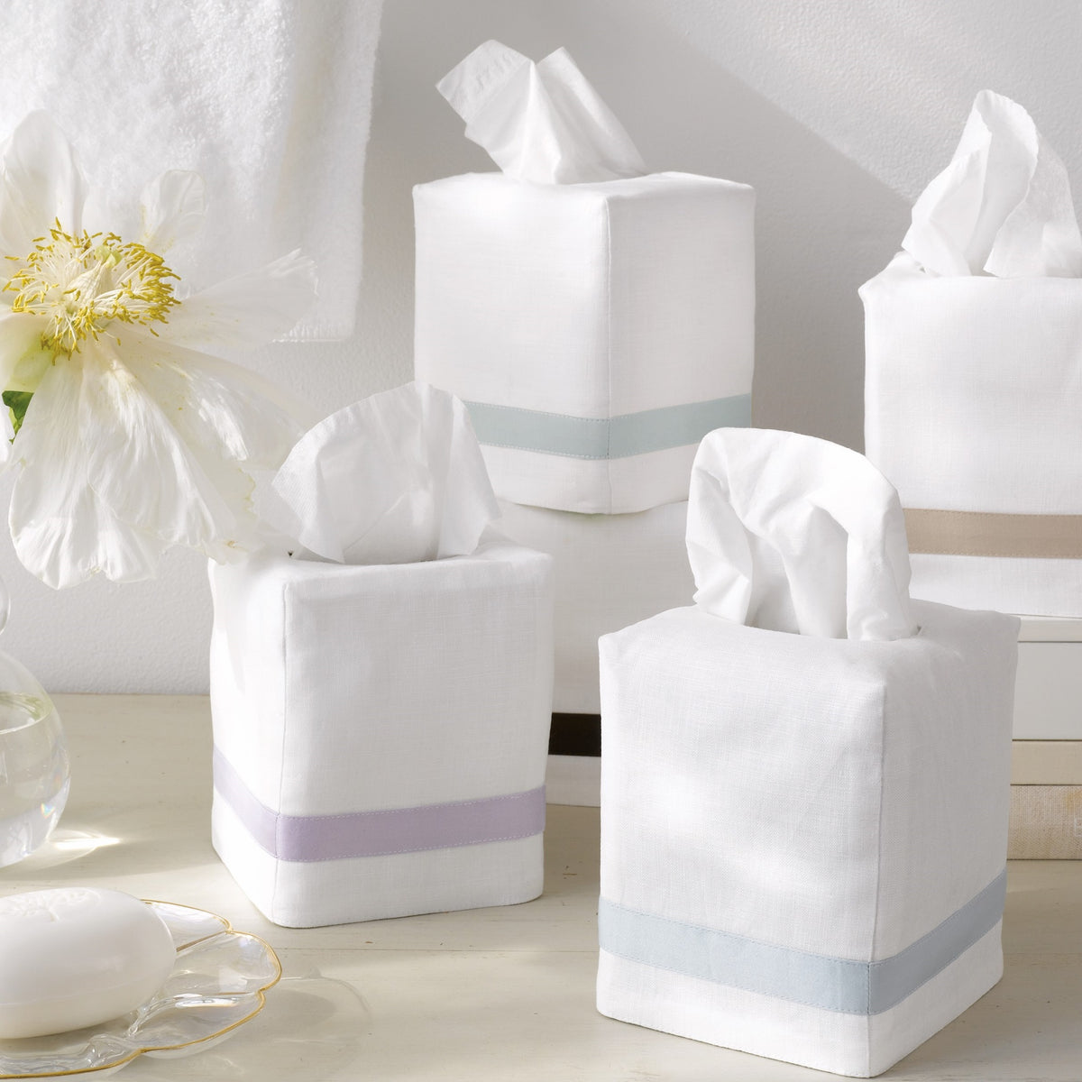 Lifestyle Image of Matouk Lowell Tissue Box Cover