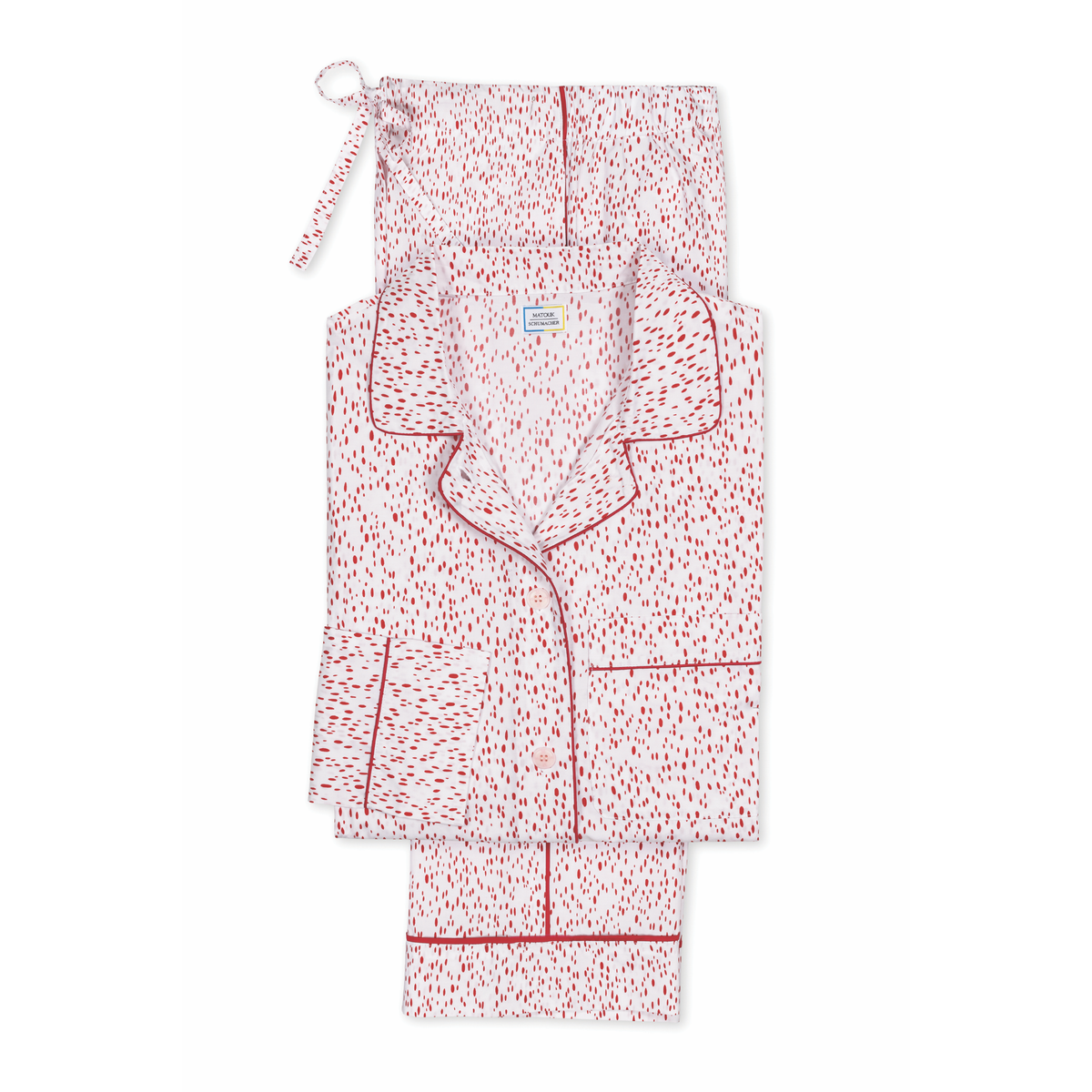 Laid Flat Matouk Luca Pajama Set in Celine Redberry