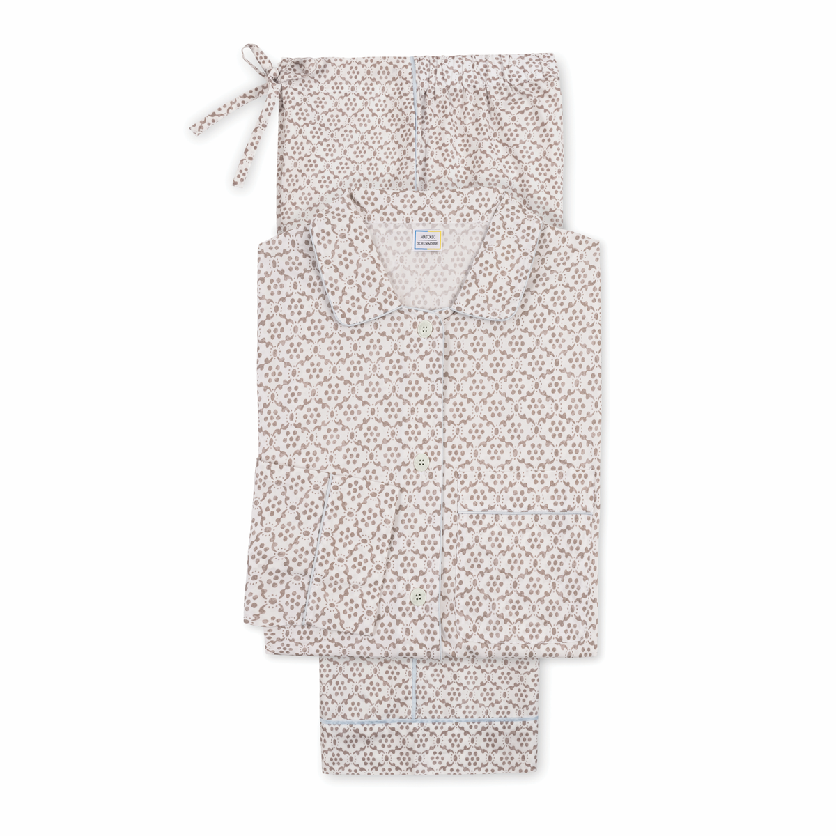 Flat View of Matouk Luca Pajama Set in Laksha Oak