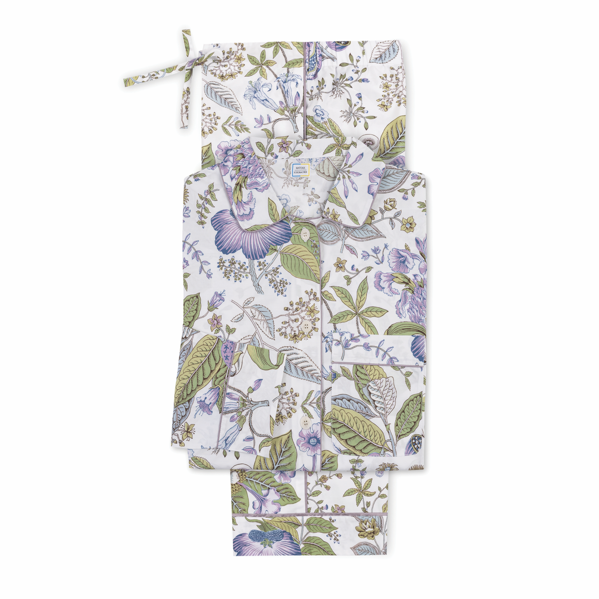 Flat View of Matouk Luca Pajama Set in Pomegranate Lilac