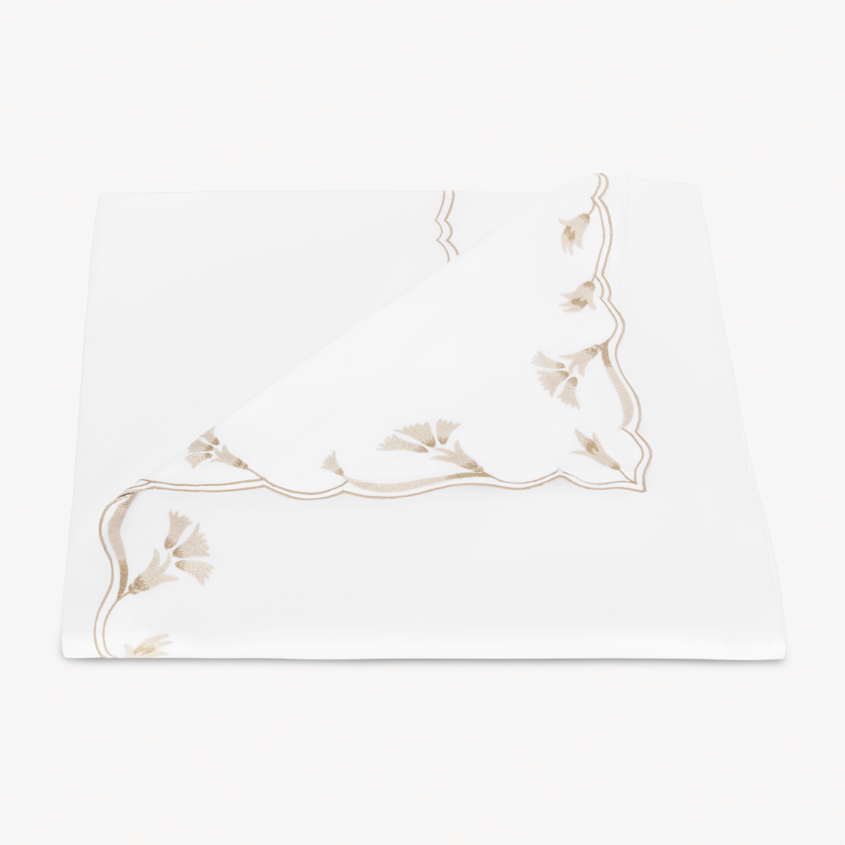 Folded Duvet Cover of Matouk Marcella Bedding in Dune