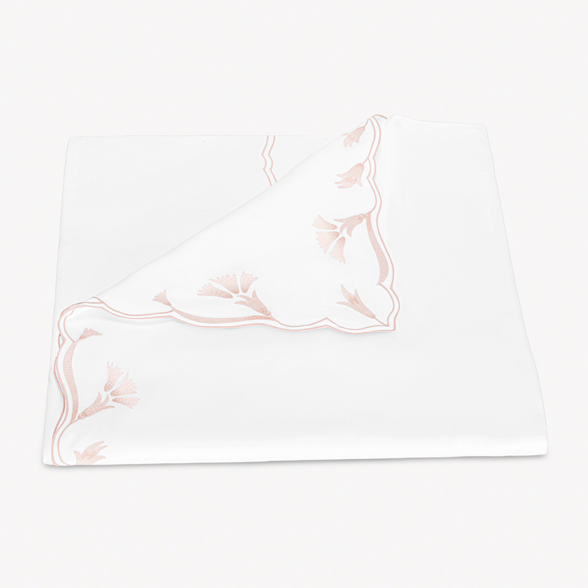 Folded Duvet Cover of Matouk Marcella Bedding in Pink