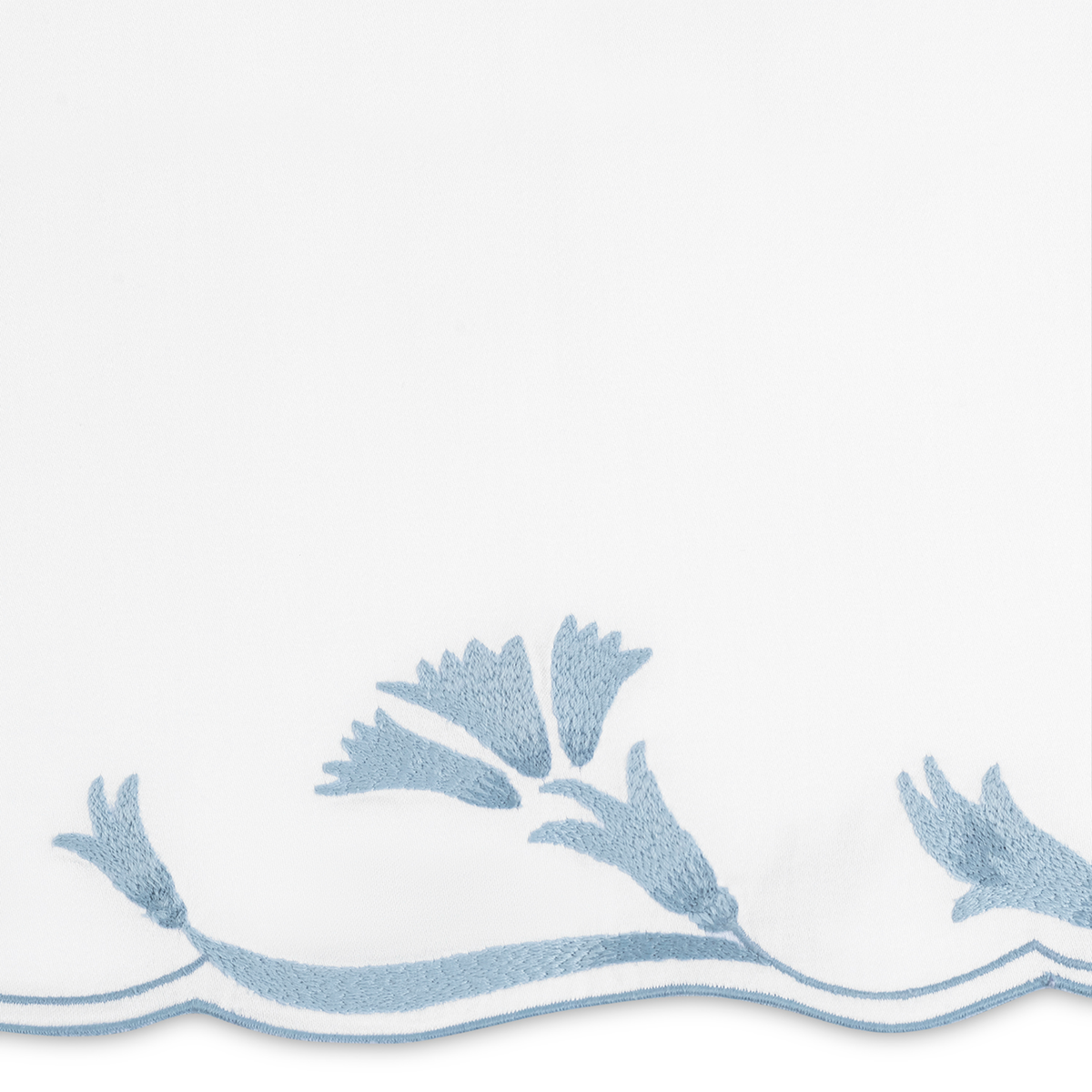 Swatch of Matouk Marcella Bedding Collection in Hazy Blue