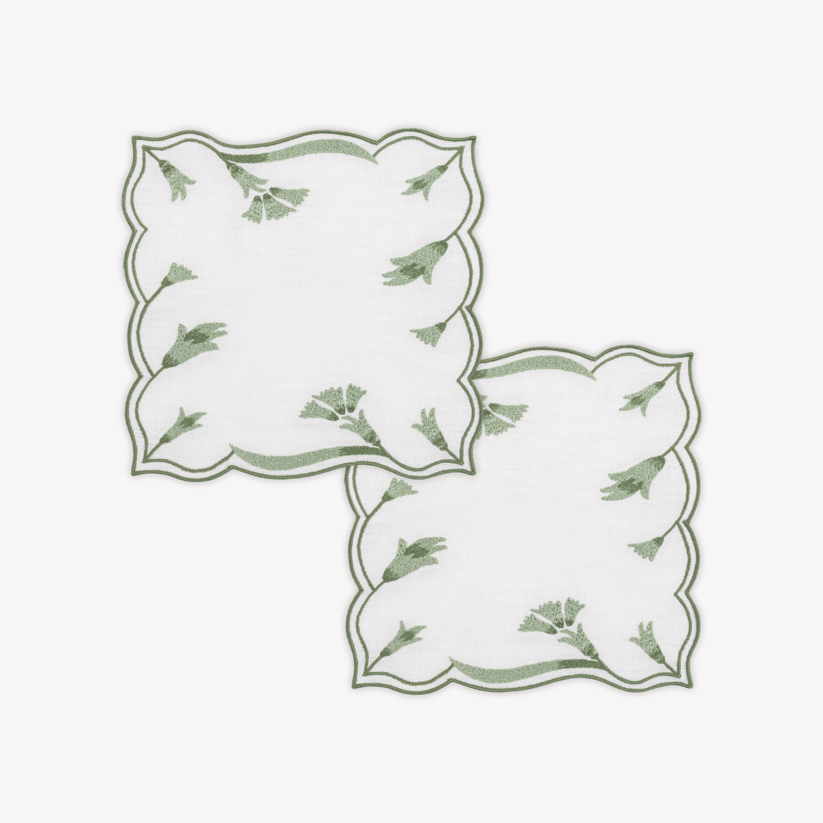 Pair of Matouk Marcella Cocktail Napkins in Clover color