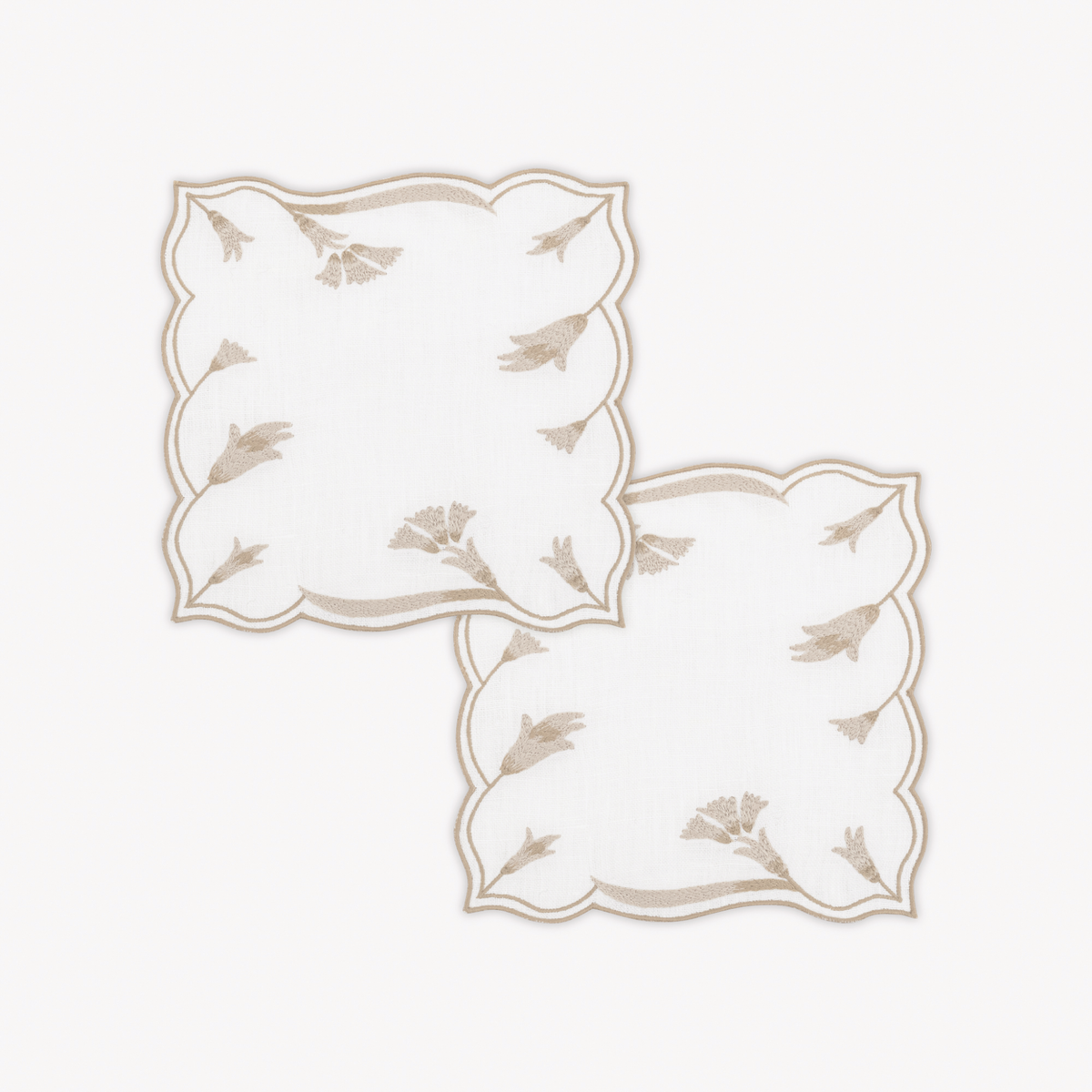 Pair of Matouk Marcella Cocktail Napkins in Dune color