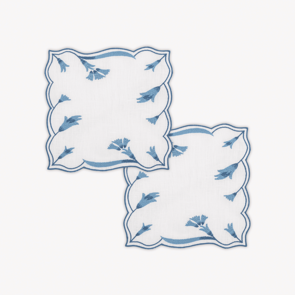 Pair of Matouk Marcella Cocktail Napkins in Lapis color