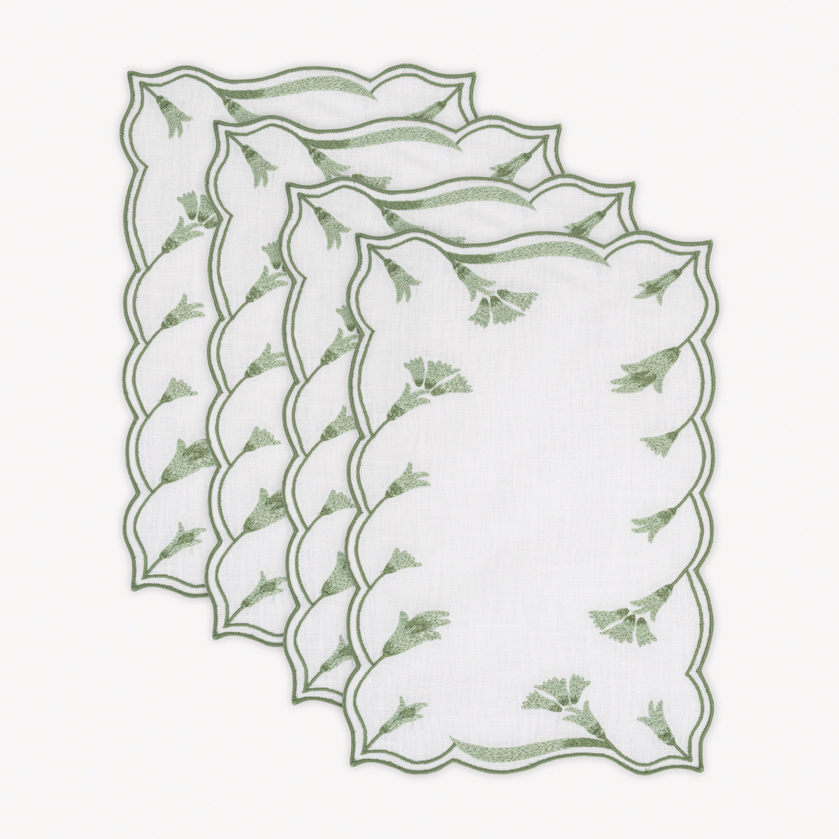 Matouk Marcella Oblong Cocktail Napkins in Clover color