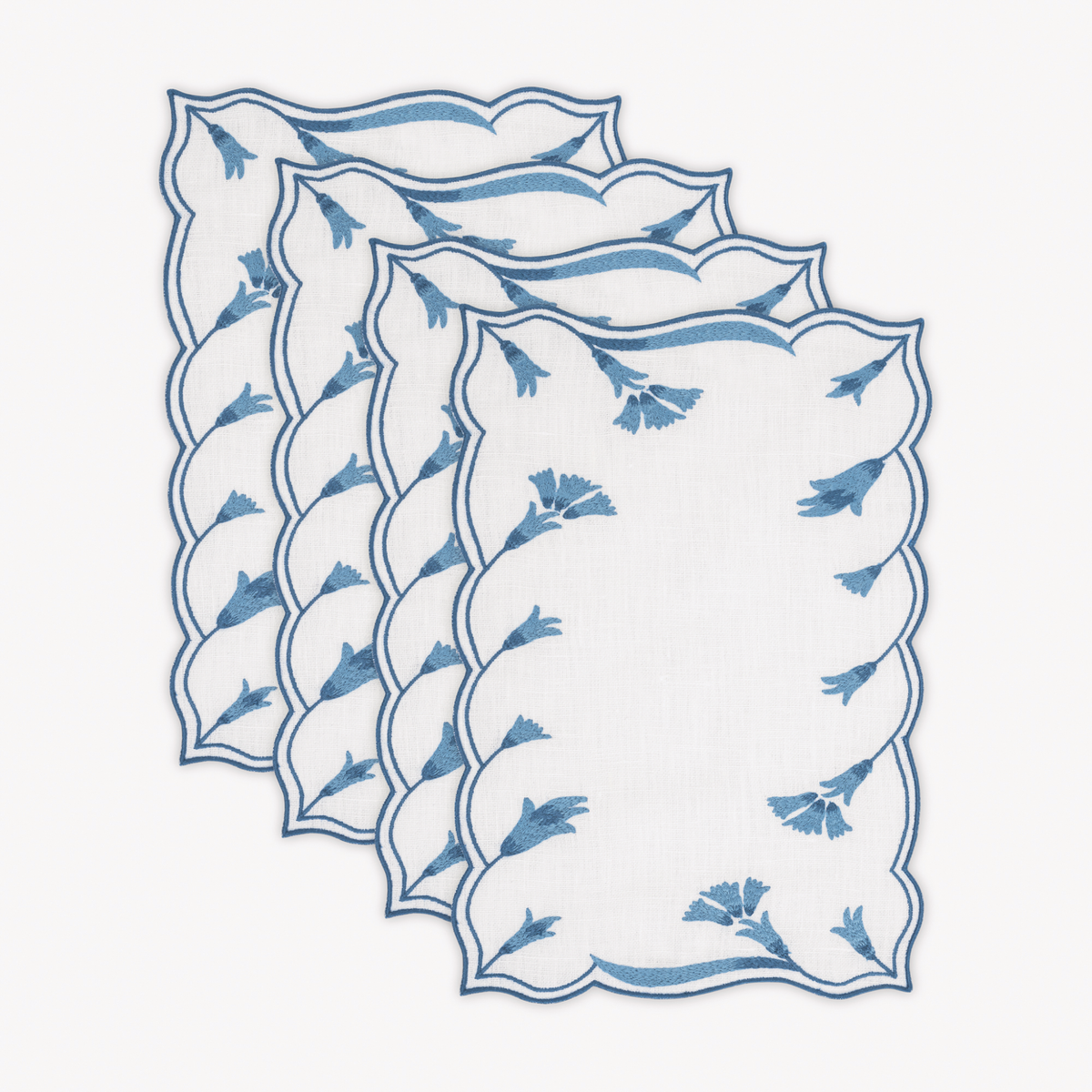Matouk Marcella Oblong Cocktail Napkins in Lapis color