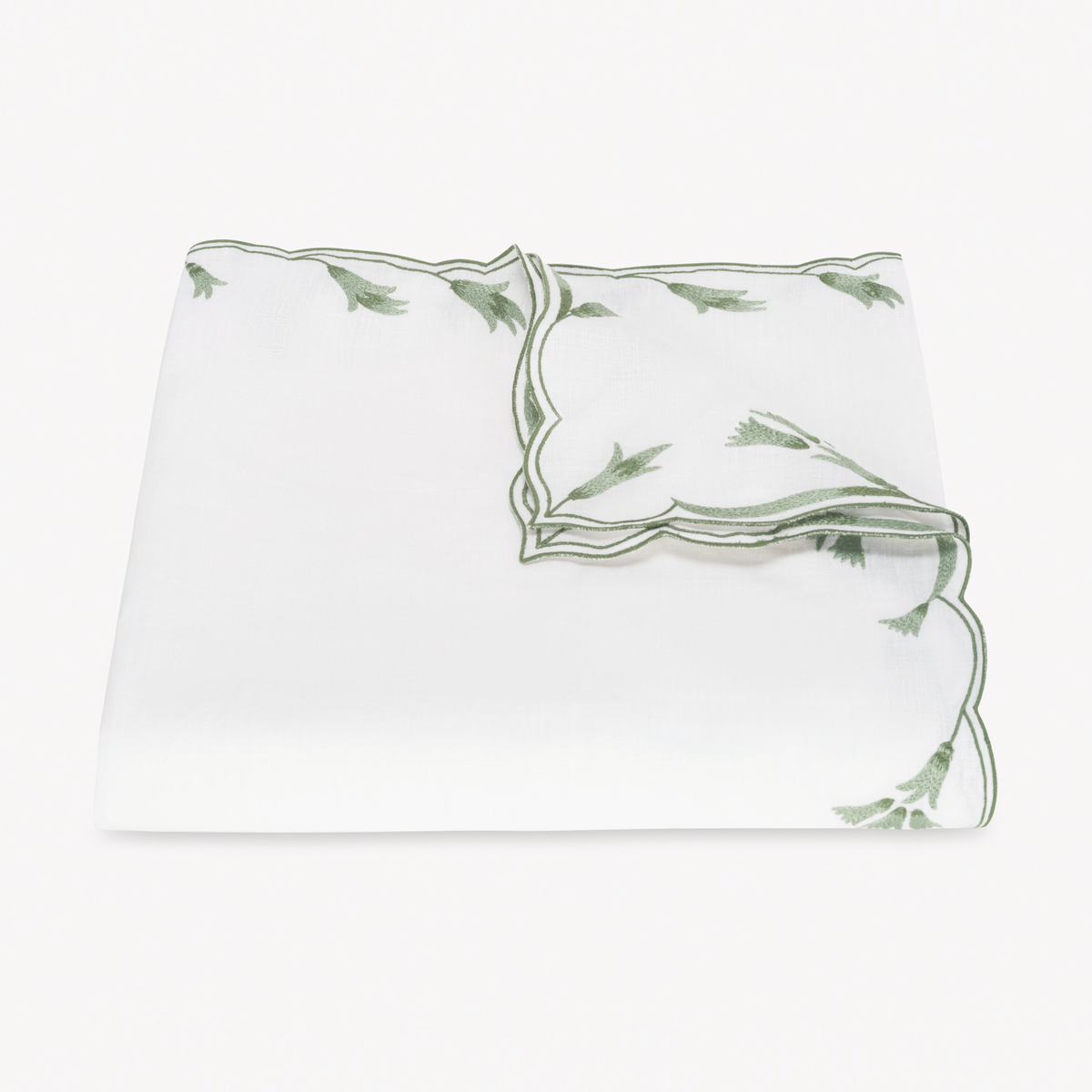 Folded Tablecloth of Matouk Marcella Table Linens in Clover color