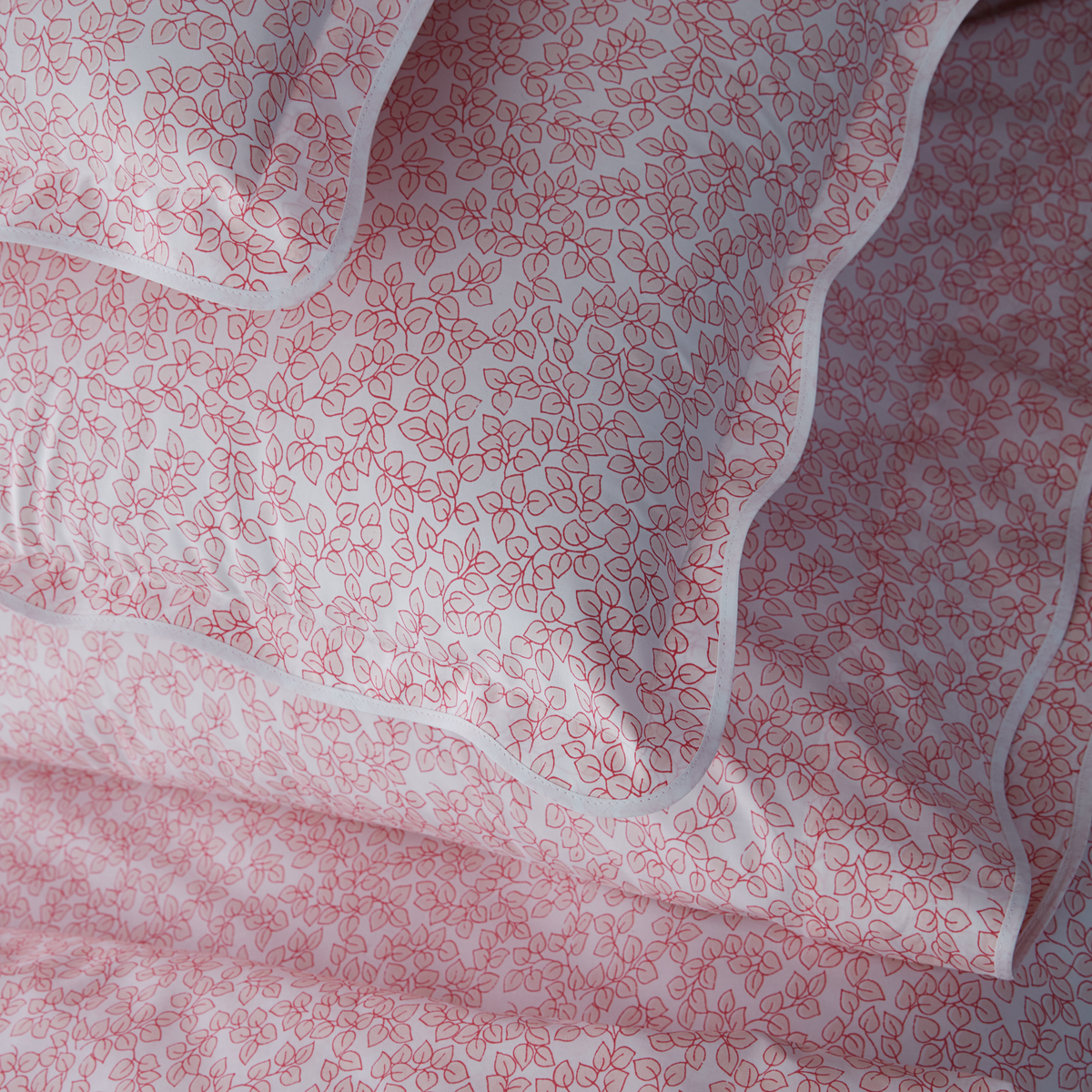 Finishing Detail of Matouk Margot Bedding in Blush Color