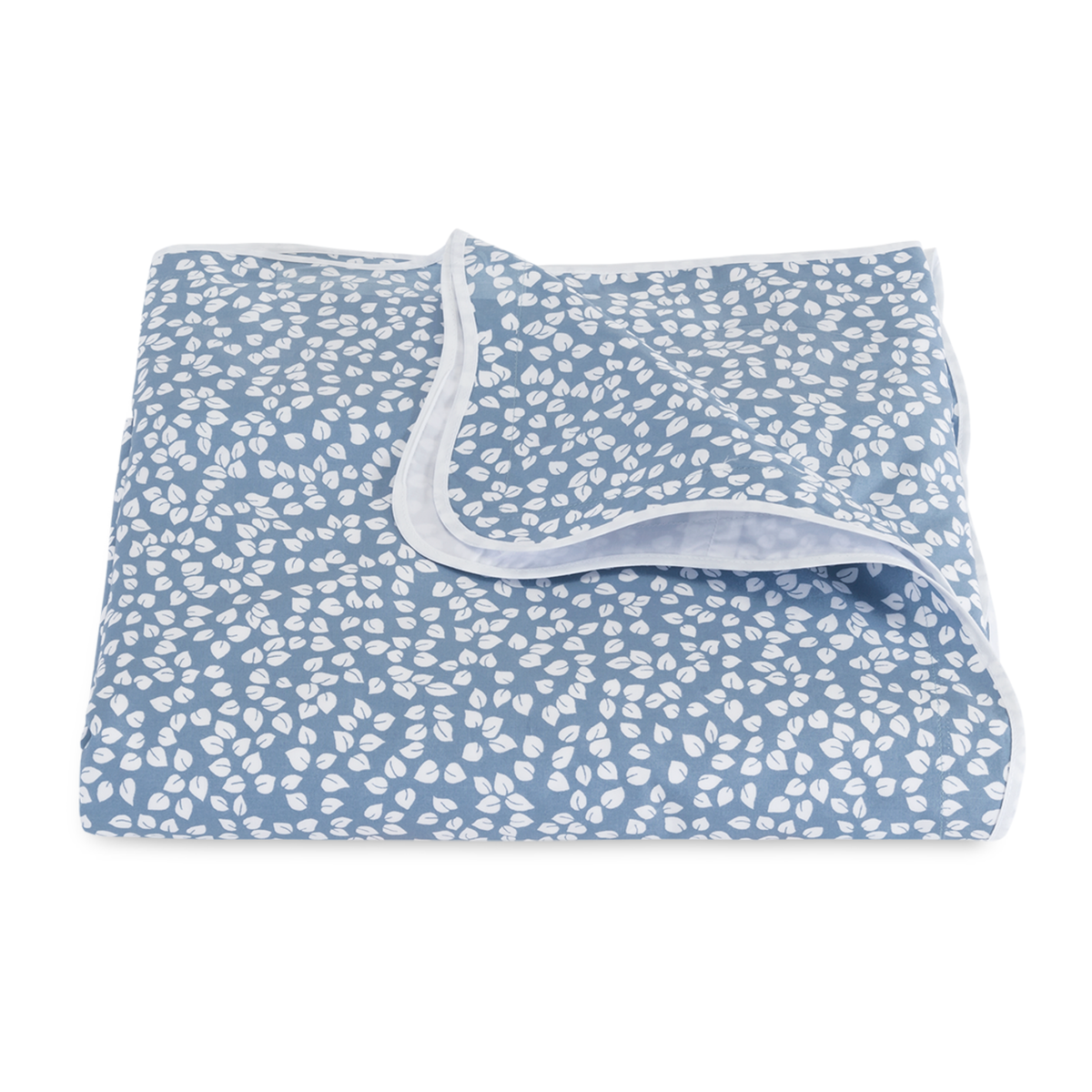  Folded Duvet Cover of Matouk Margot Bedding in Hazy Blue Reverse Color